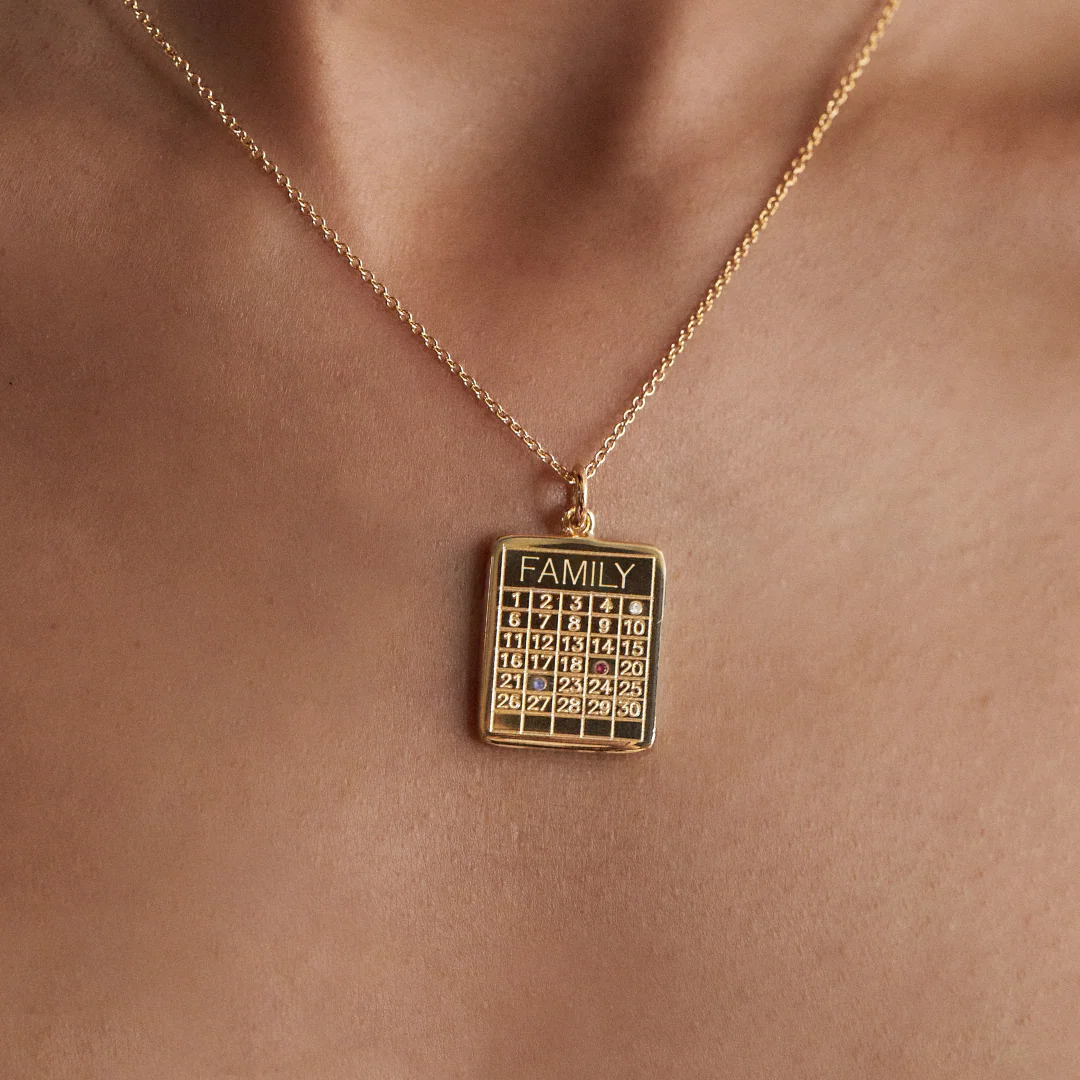 Silver Personalised Family Calendar Necklace - Image 2