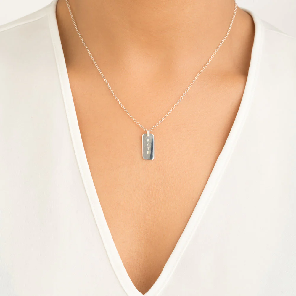 Silver Personalised Tag Necklace - Image 2