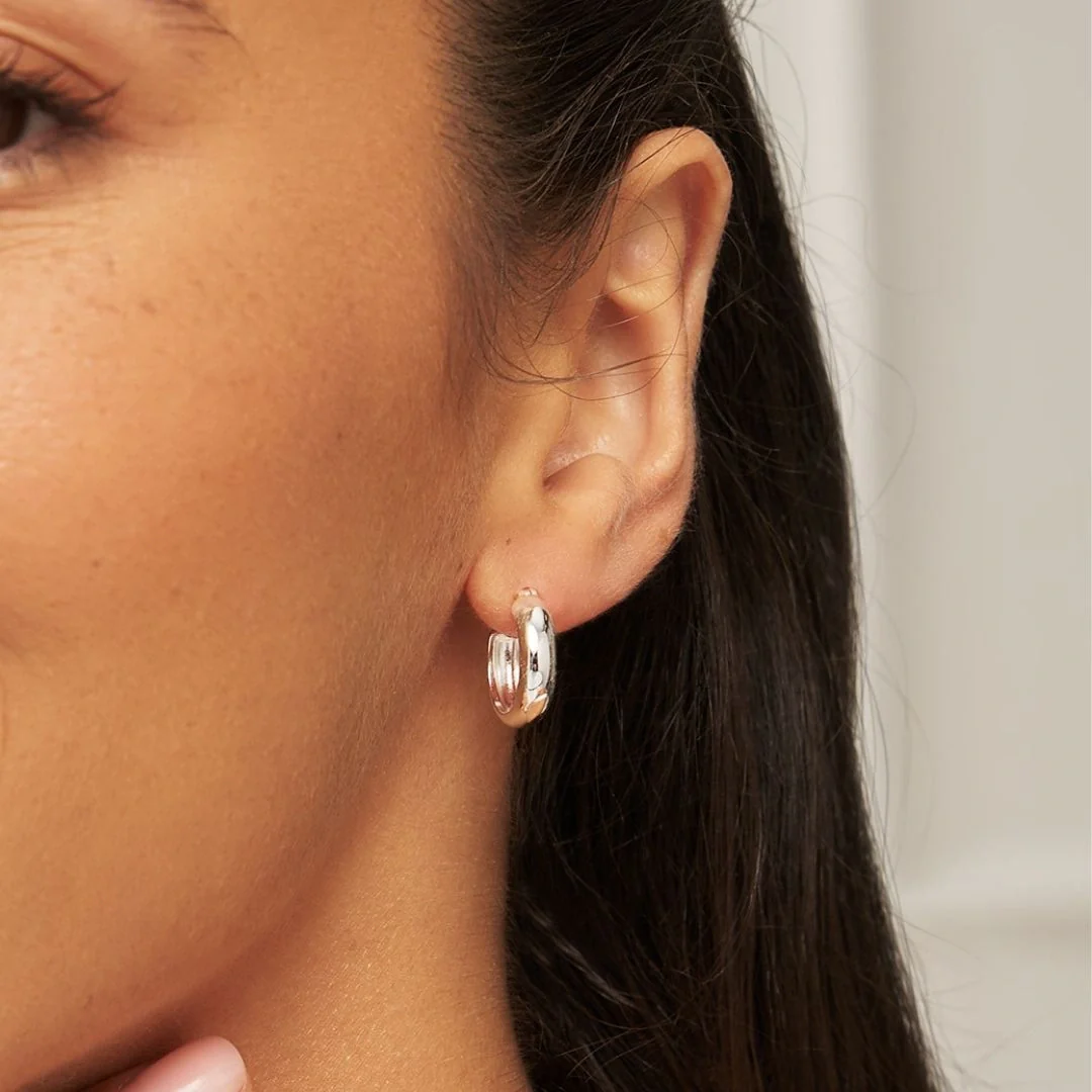Silver Plain Hoop Earrings - Image 2