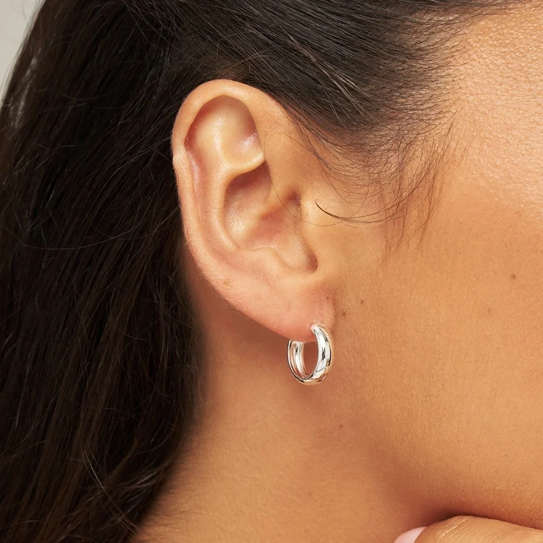 Silver Plain Hoop Earrings - Image 3