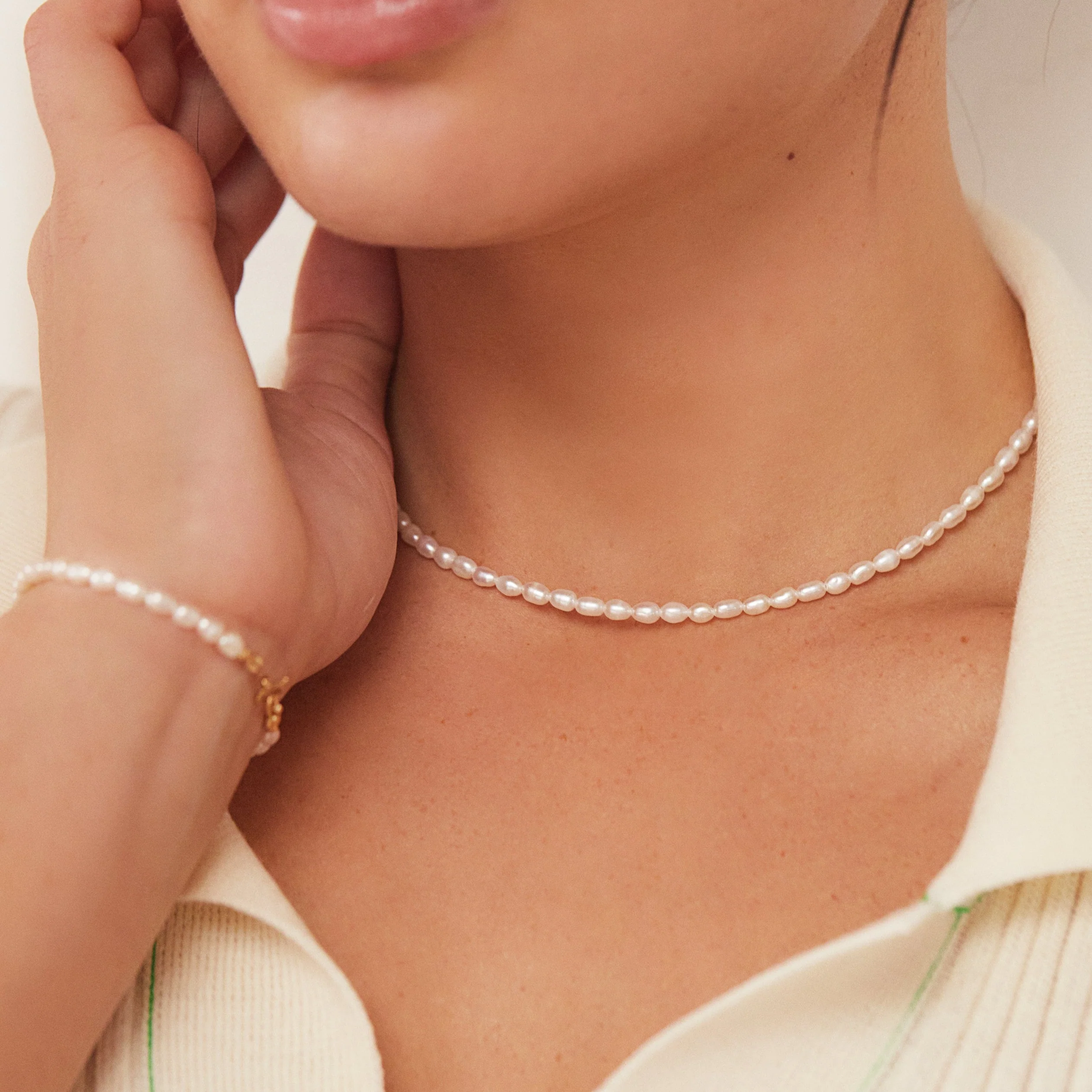 Silver Seed Pearl Choker - Image 2