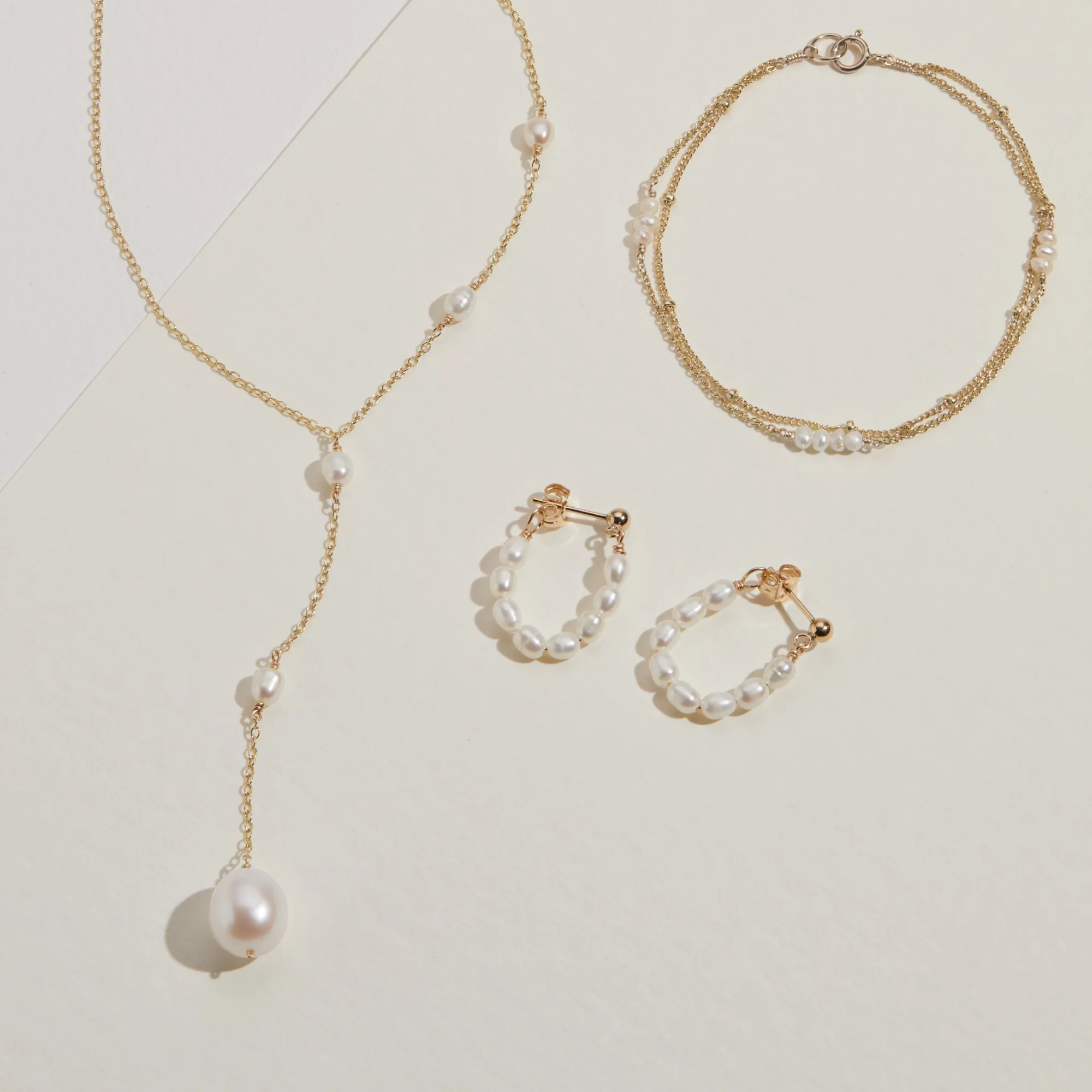Silver Seed Pearl Hoop Earrings - Image 6
