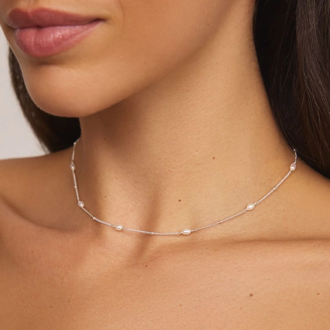 Silver Seed Pearl Satellite Choker - Image 2