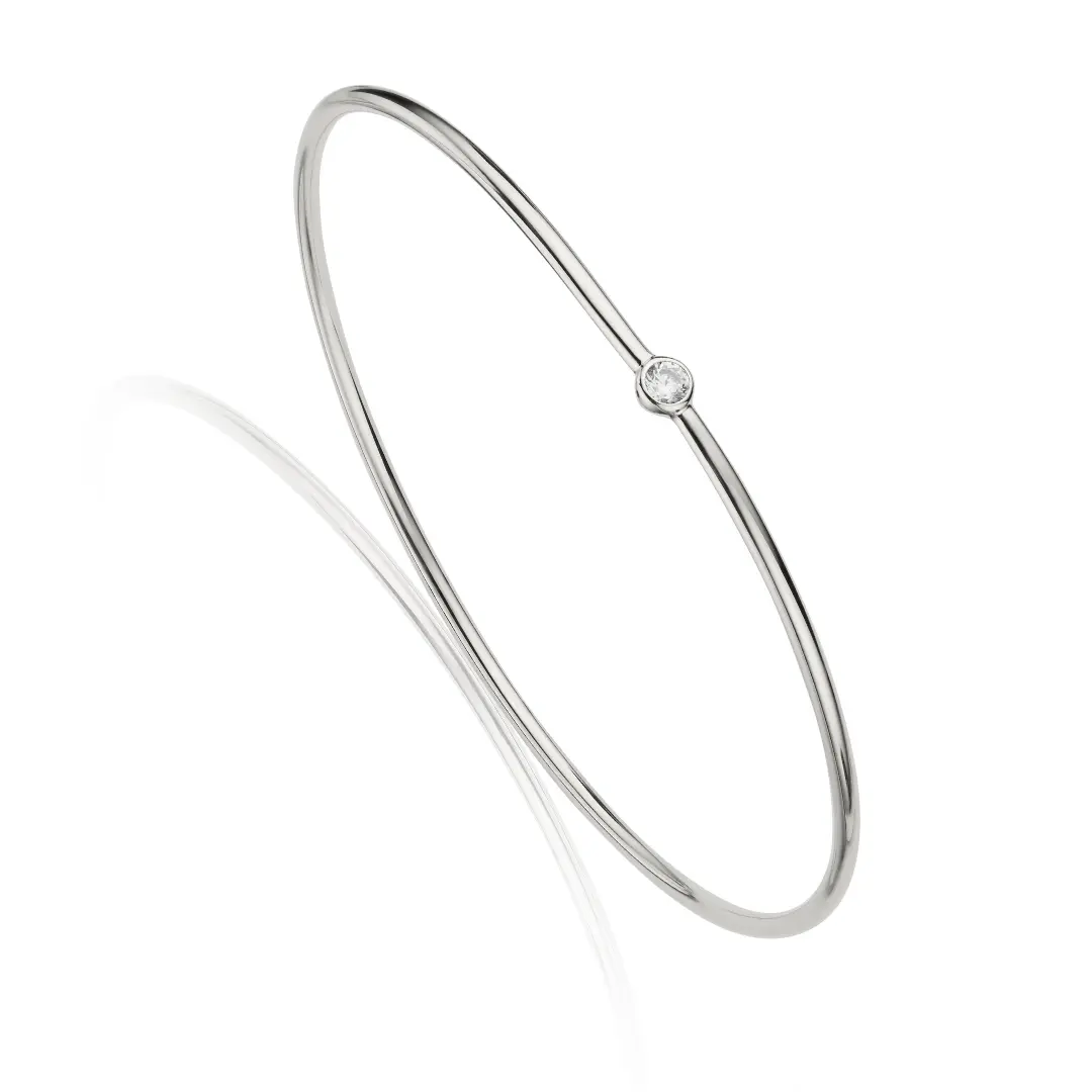 Silver Single Diamond Style Bangle