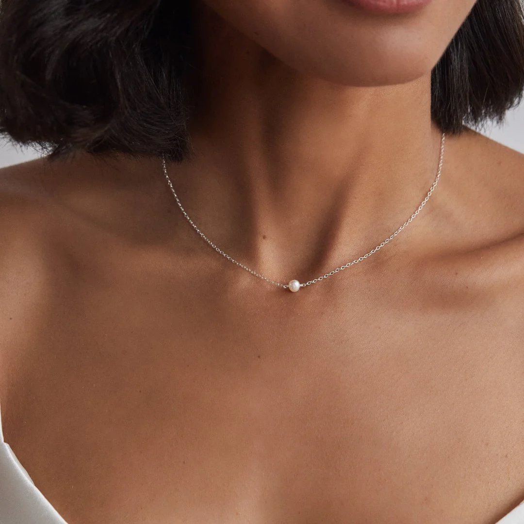 Silver Single Pearl Choker and Bracelet Gift Set - Image 2