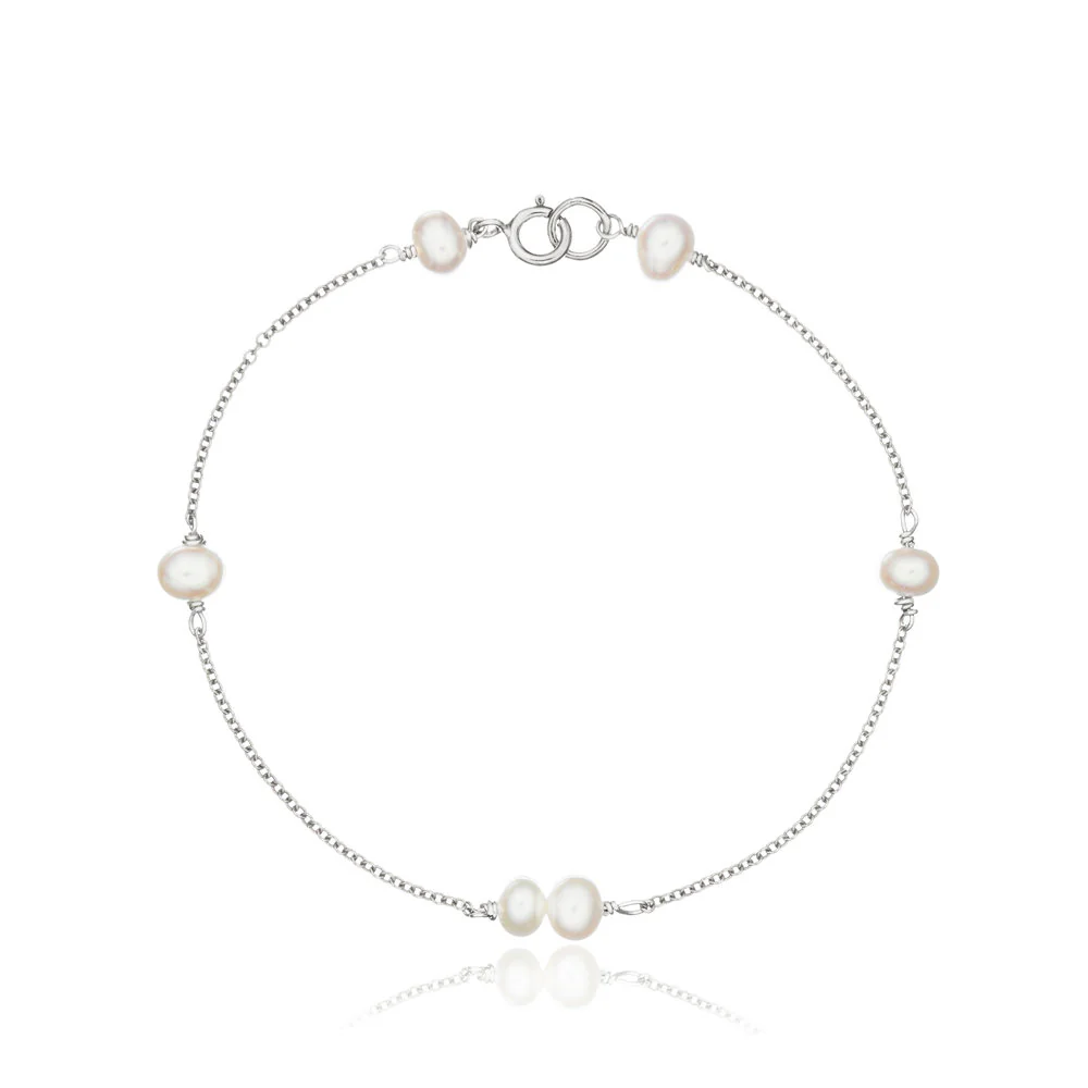 Silver Six Pearl Bracelet