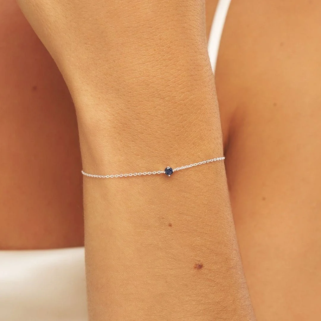 Silver Small Birthstone Pendant Bracelet - Image 2