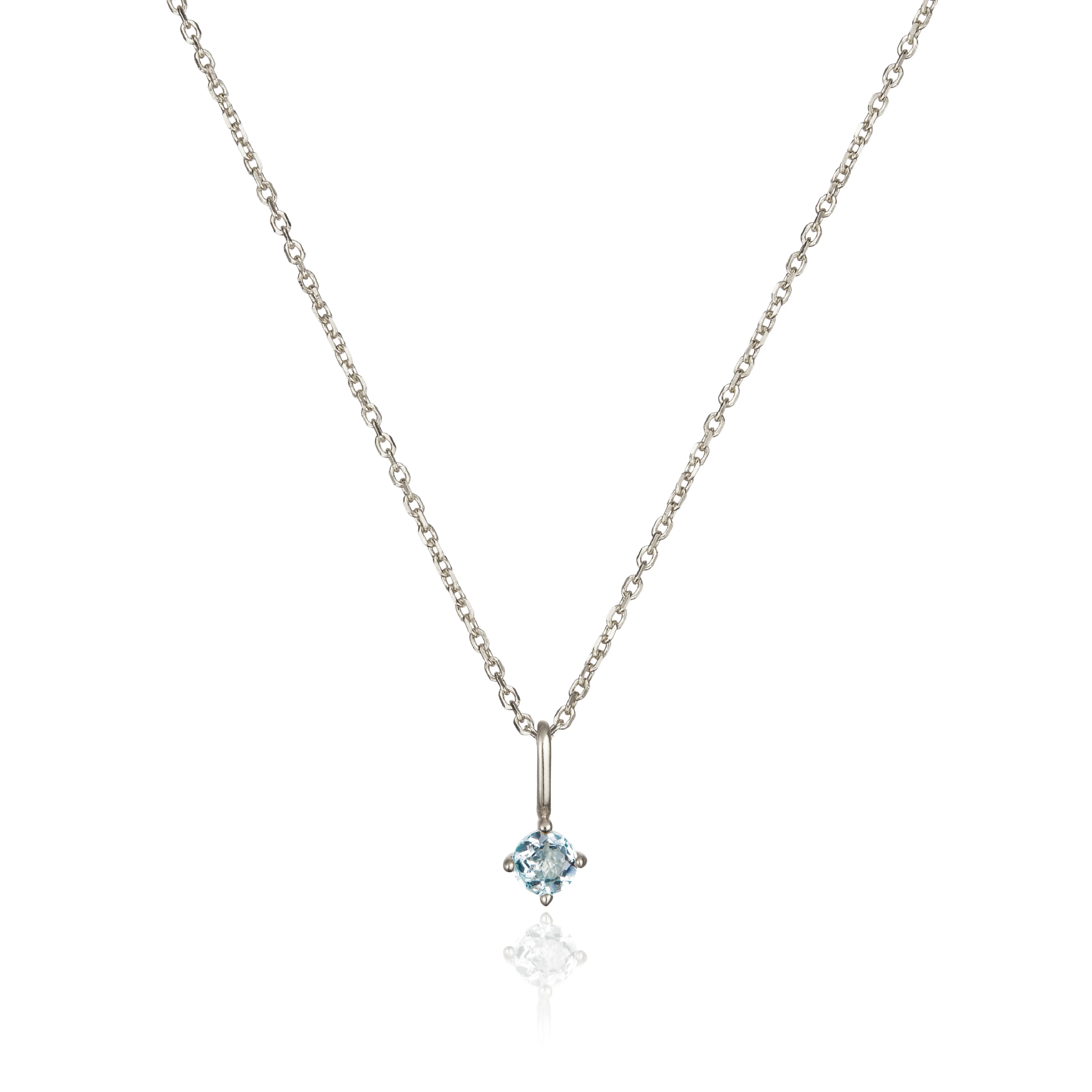 Silver Small Birthstone Pendant Necklace - Image 12
