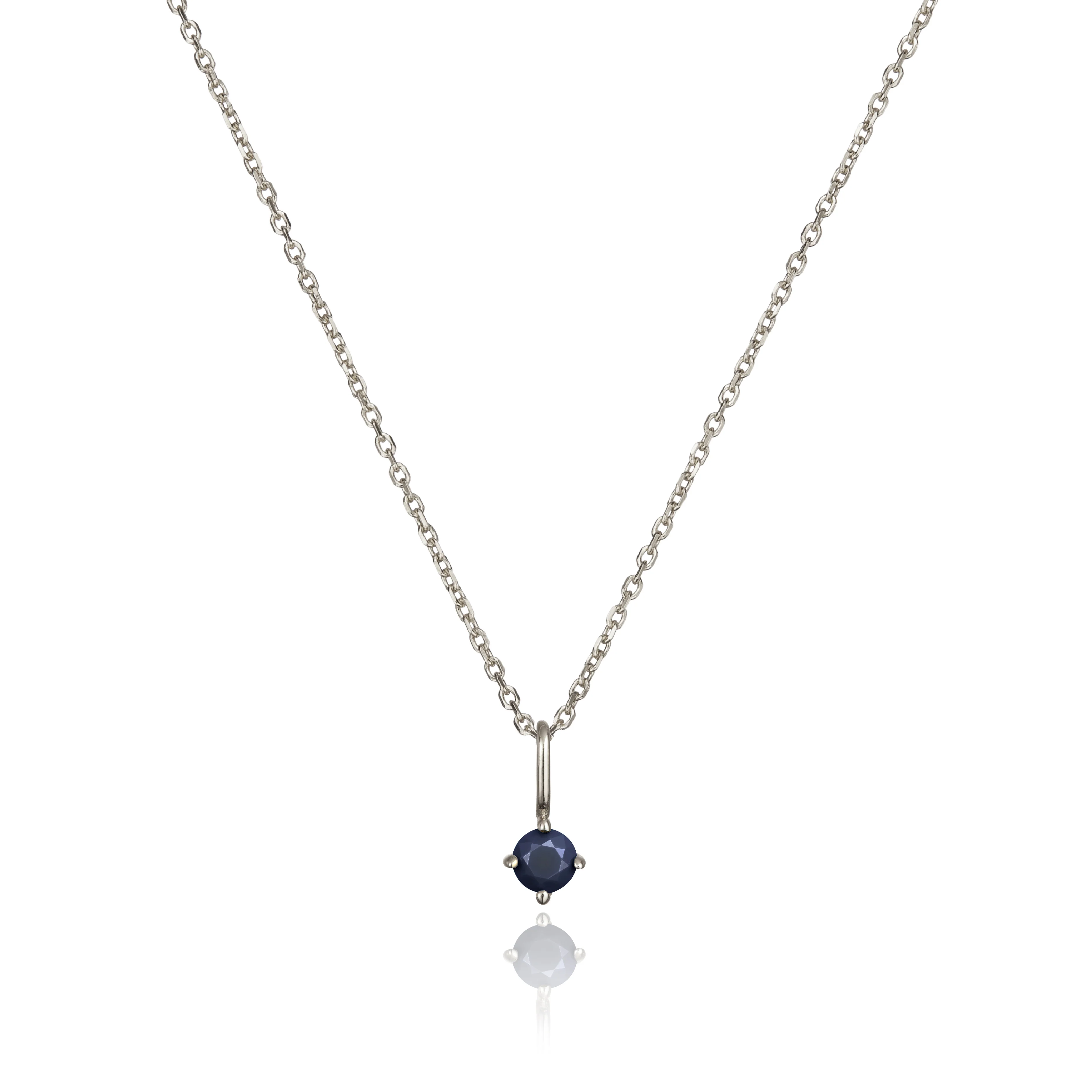 Silver Small Birthstone Pendant Necklace - Image 14