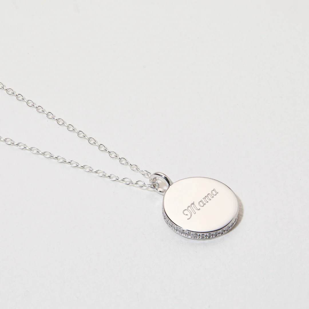 Silver Small Diamond Style Disc Necklace - Image 3