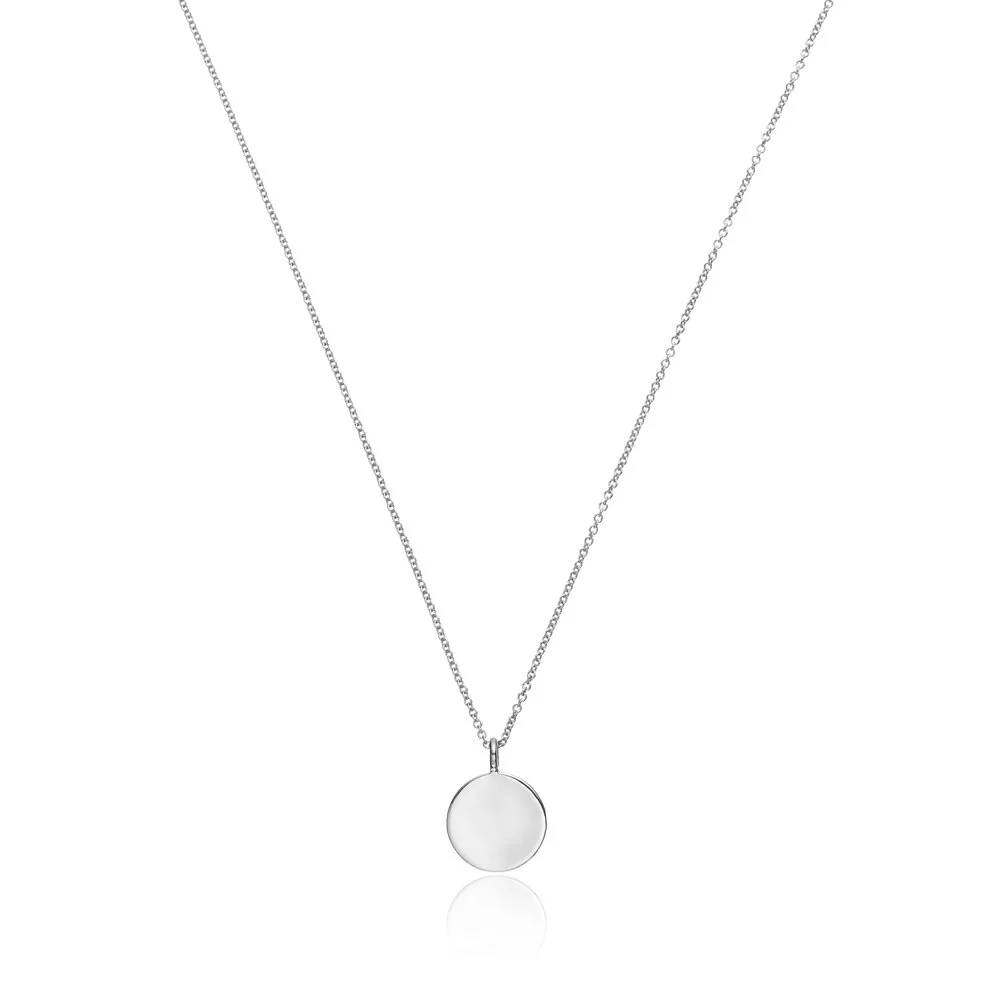 Silver Small Diamond Style Disc Necklace - Image 4