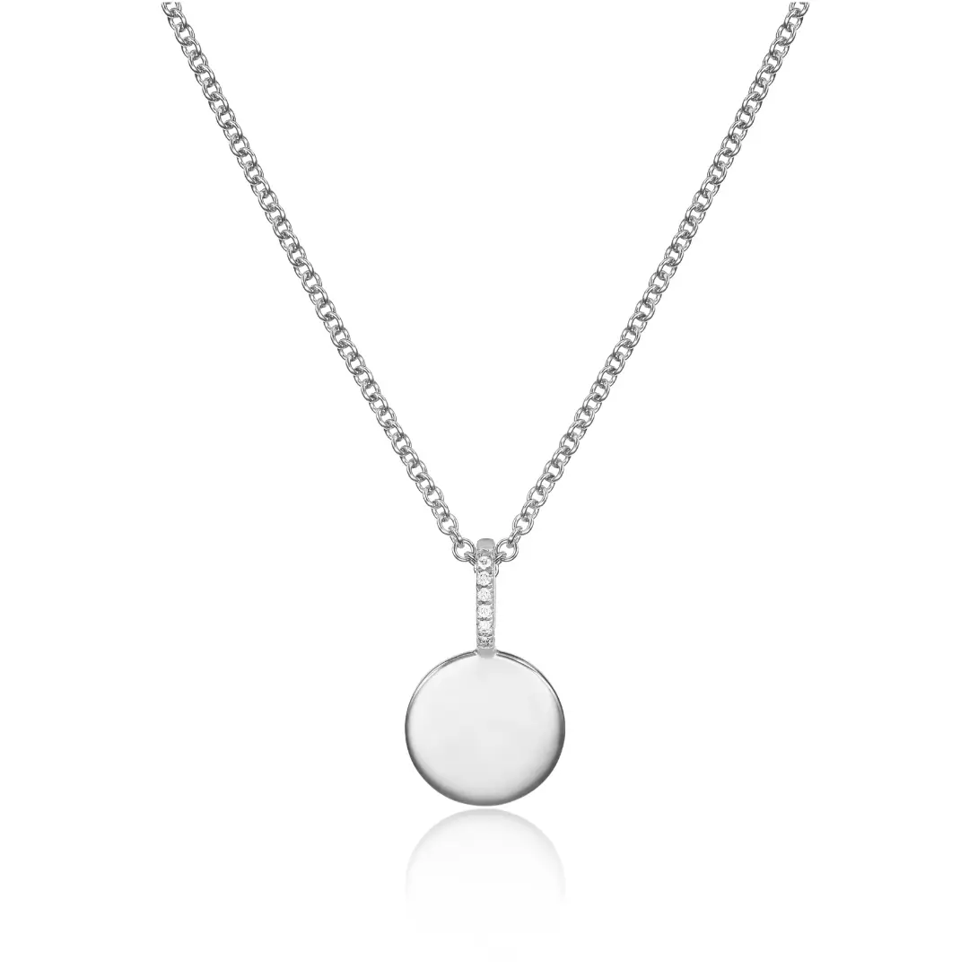 Silver Small Diamond Style Personalised Disc Necklace - Image 5