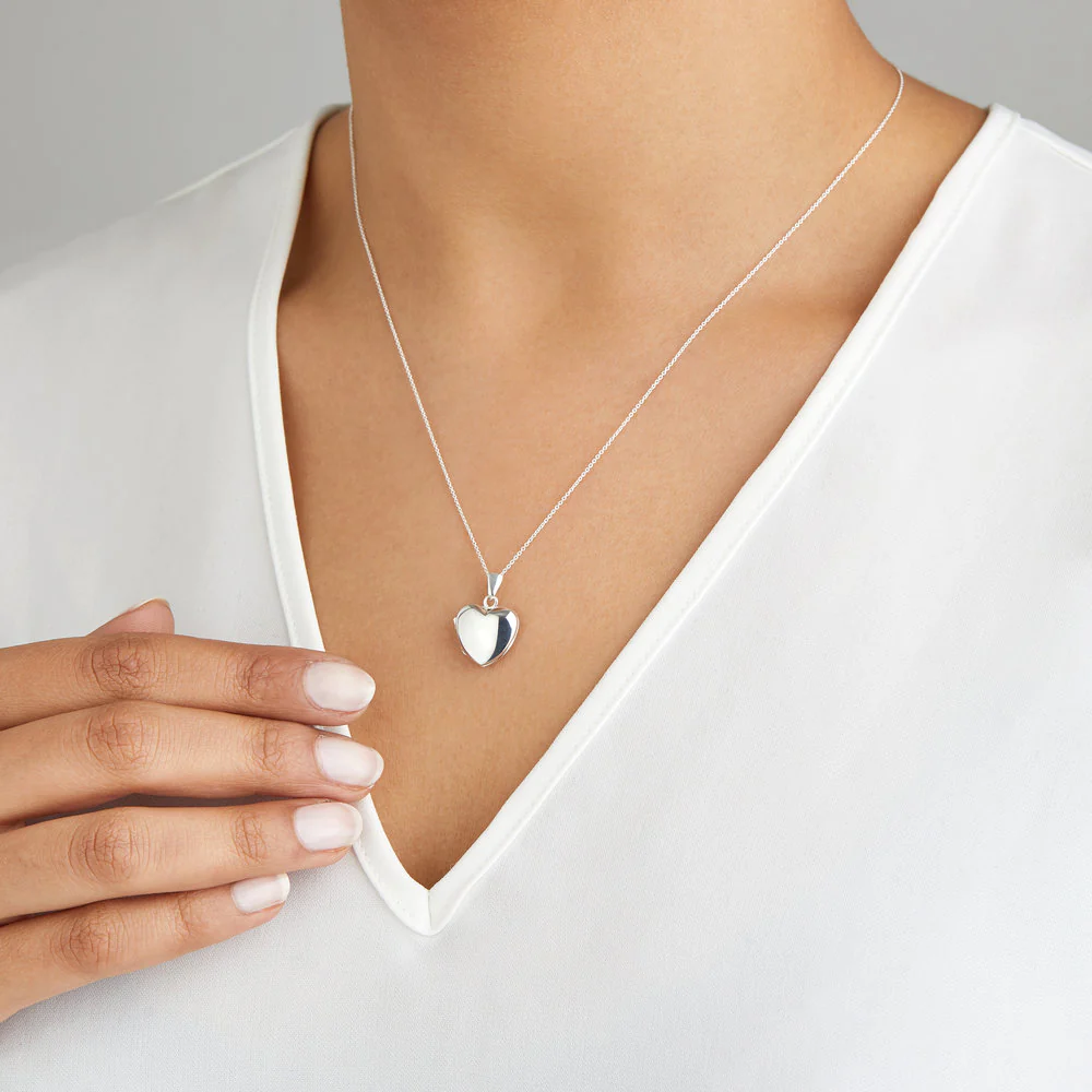 Silver Small Heart Locket Necklace - Image 5