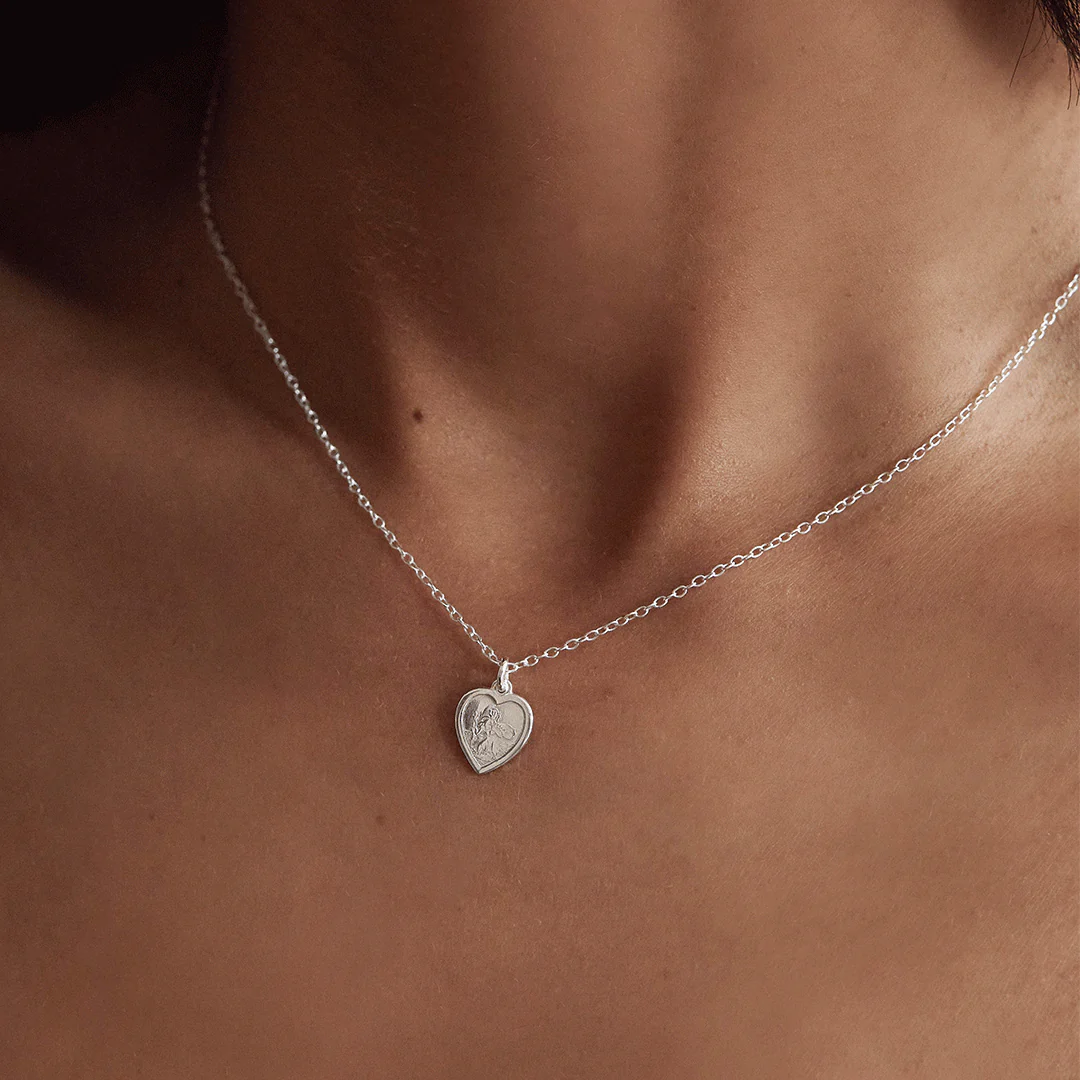 Silver Small Heart St Christopher Necklace - Image 4