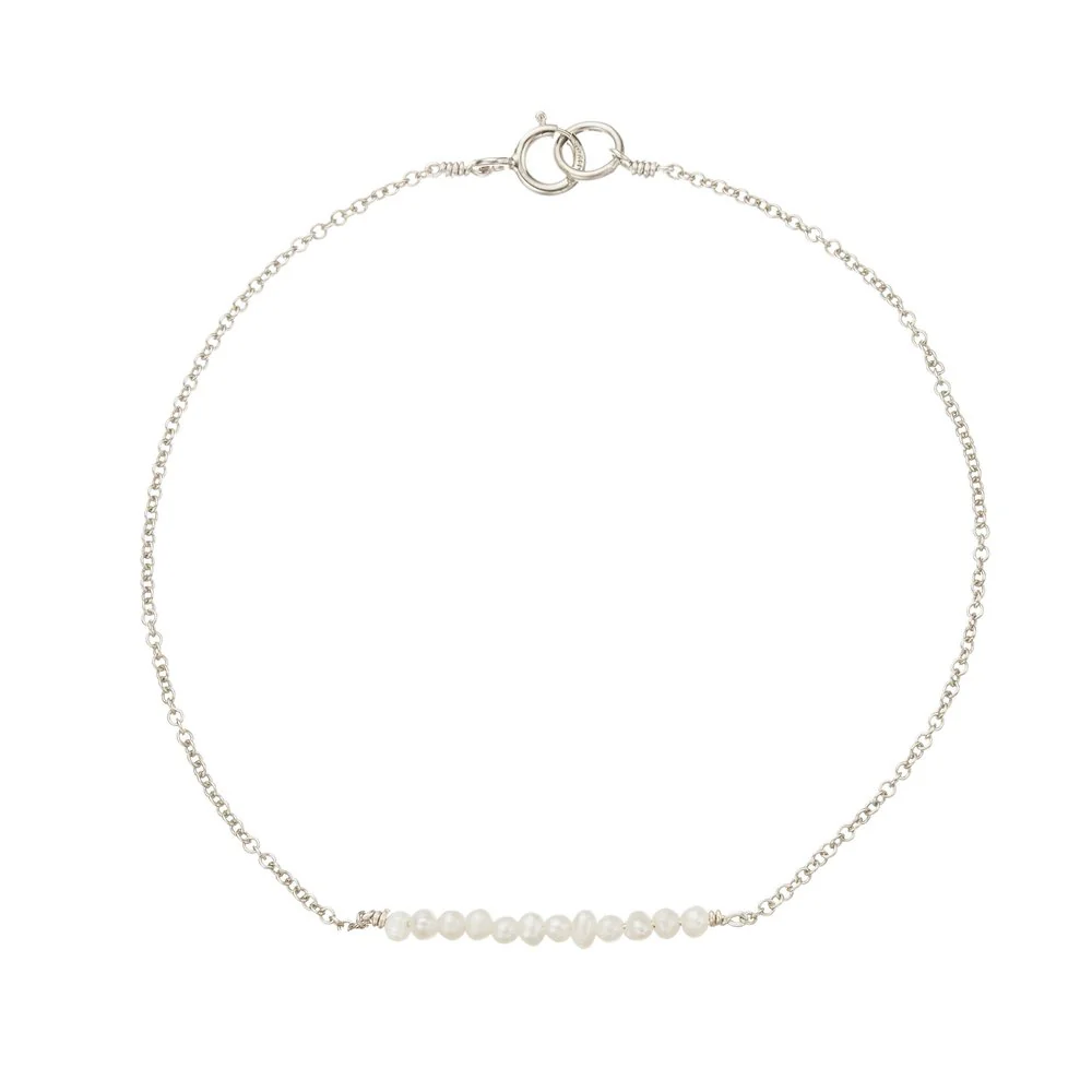 Silver Small Pearl Cluster Bracelet