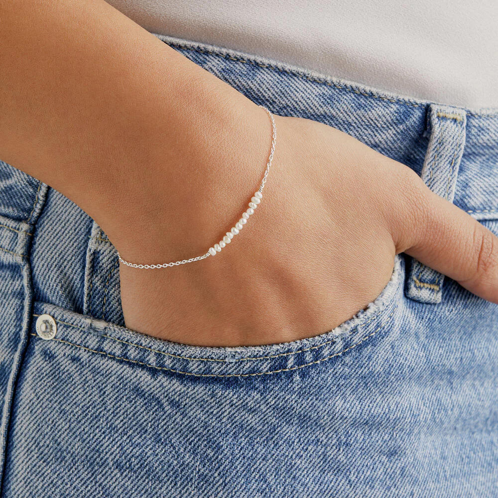 Silver Small Pearl Cluster Bracelet - Image 3