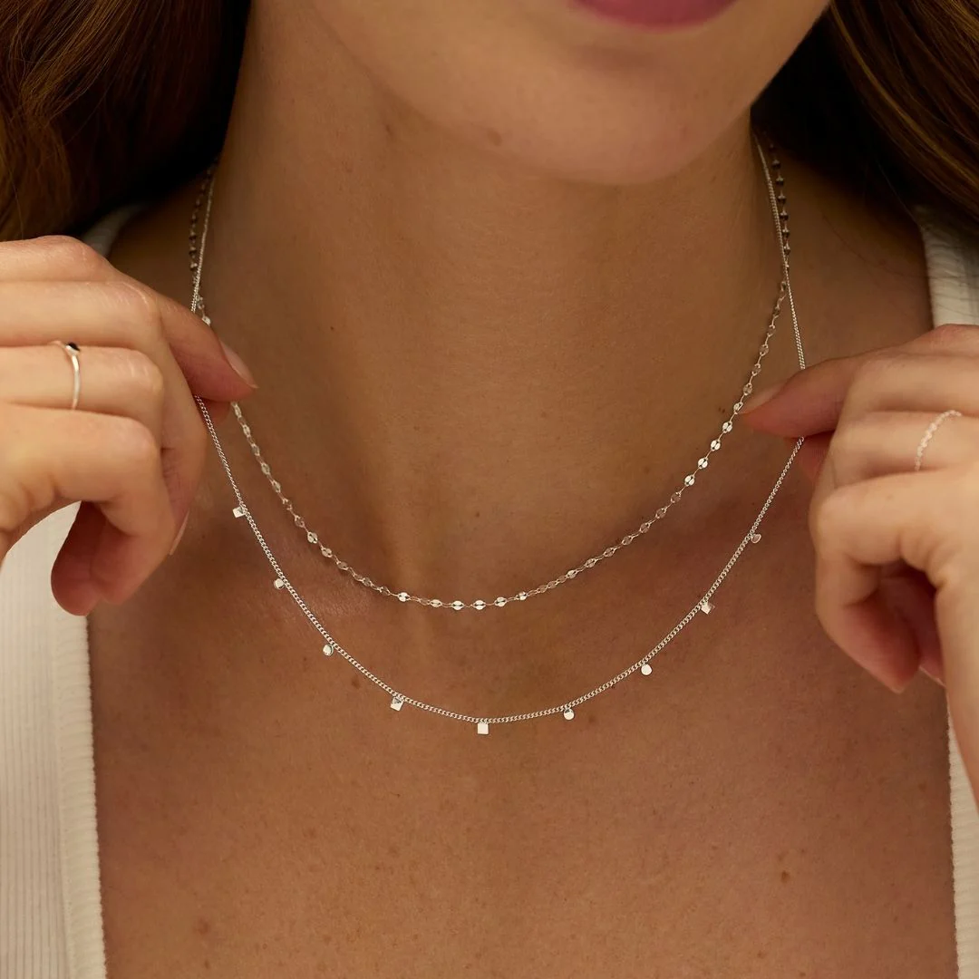 Silver Sparkle Chain Necklace - Image 4