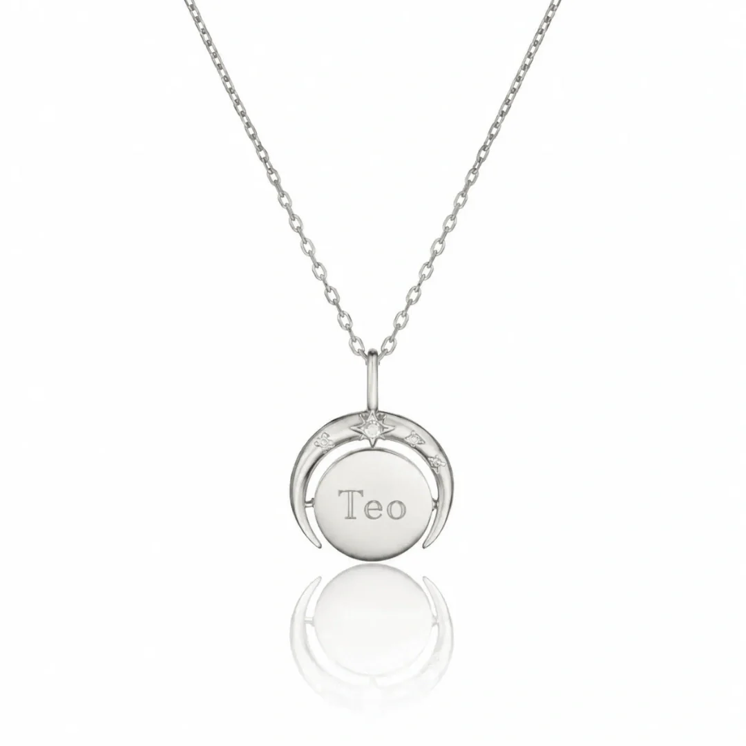 Silver Star Spinning Disc Necklace