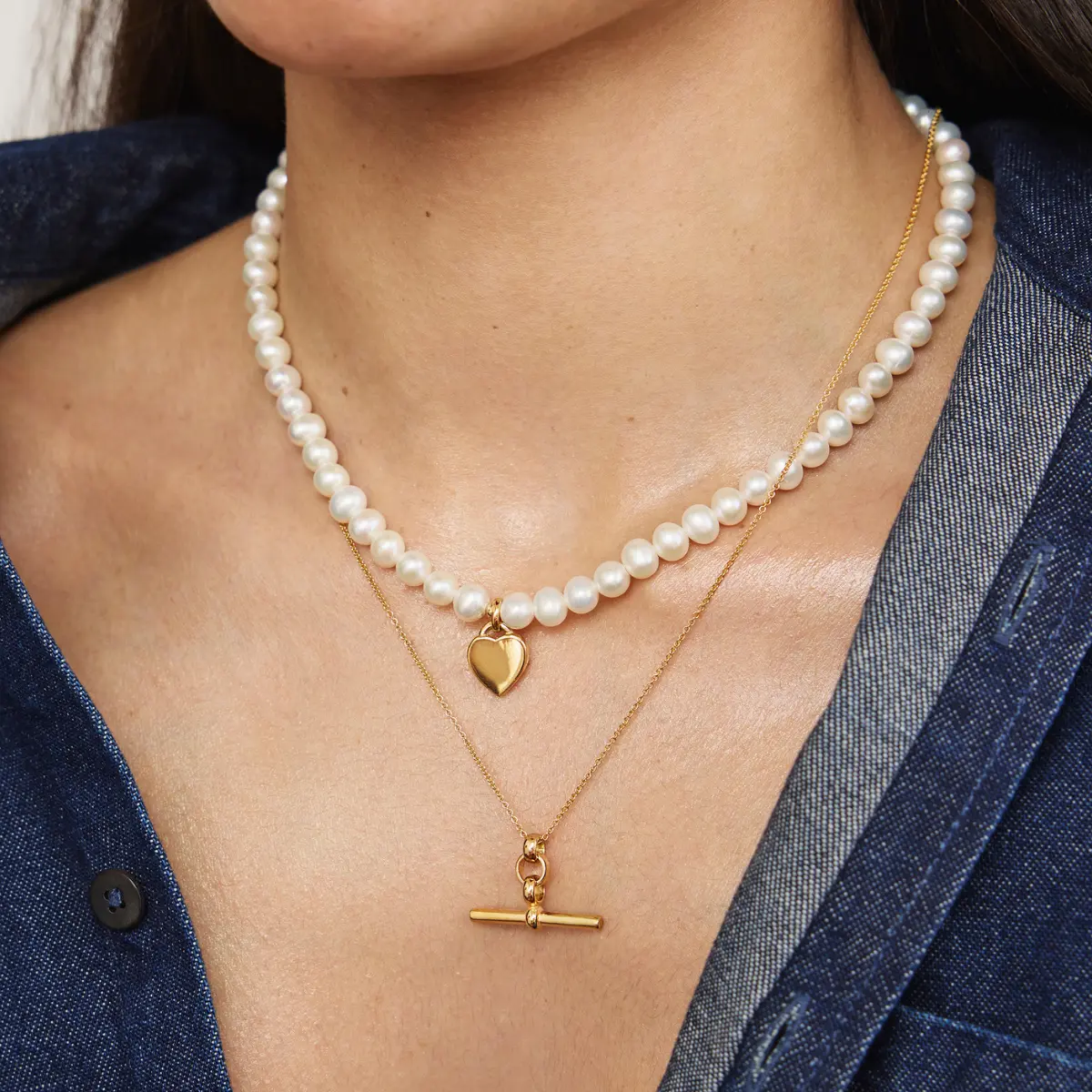 Gold T-Bar Necklace - Image 4