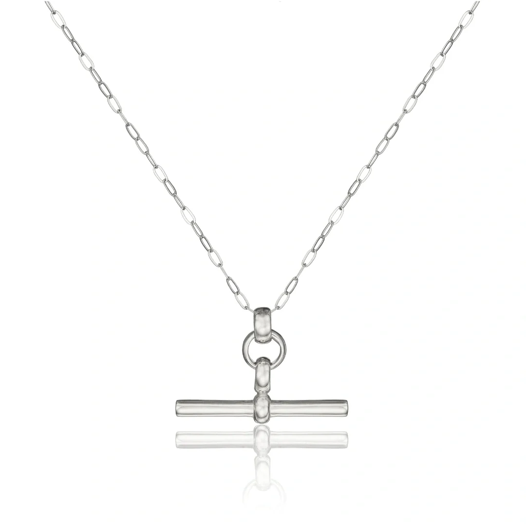 Silver T-Bar Necklace - Image 4