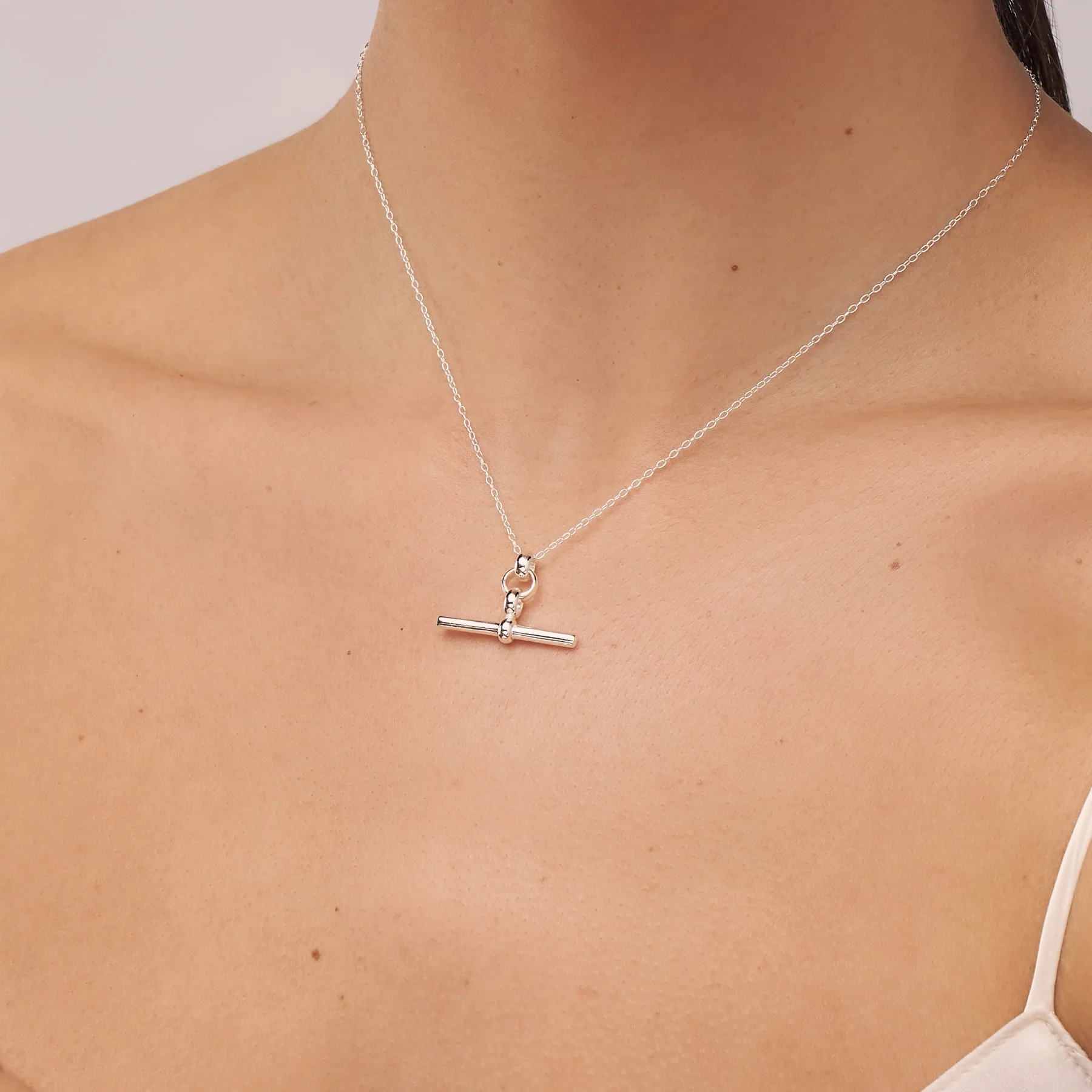 Silver T-Bar Necklace - Image 5