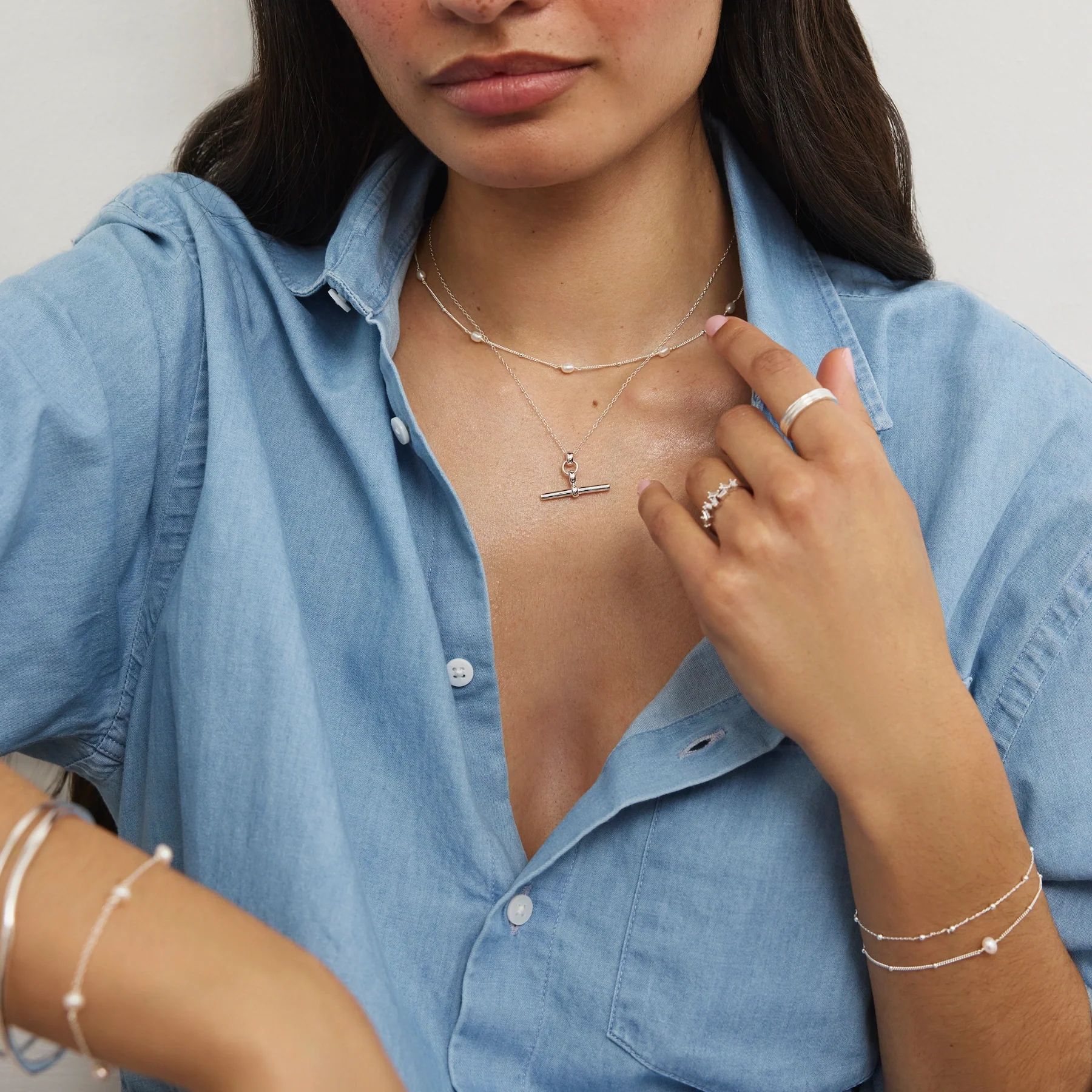 Silver T-Bar Necklace - Image 6