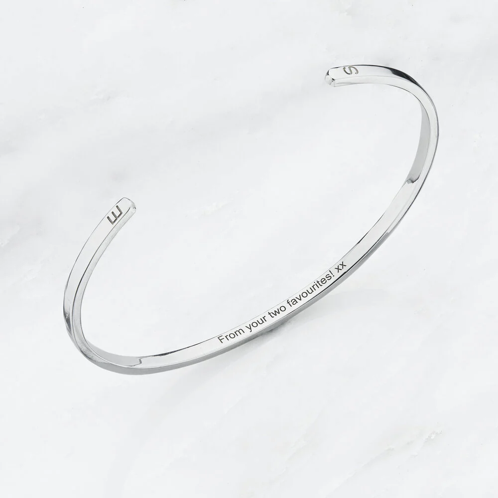 Silver Thin Engraved Bangle - Image 5
