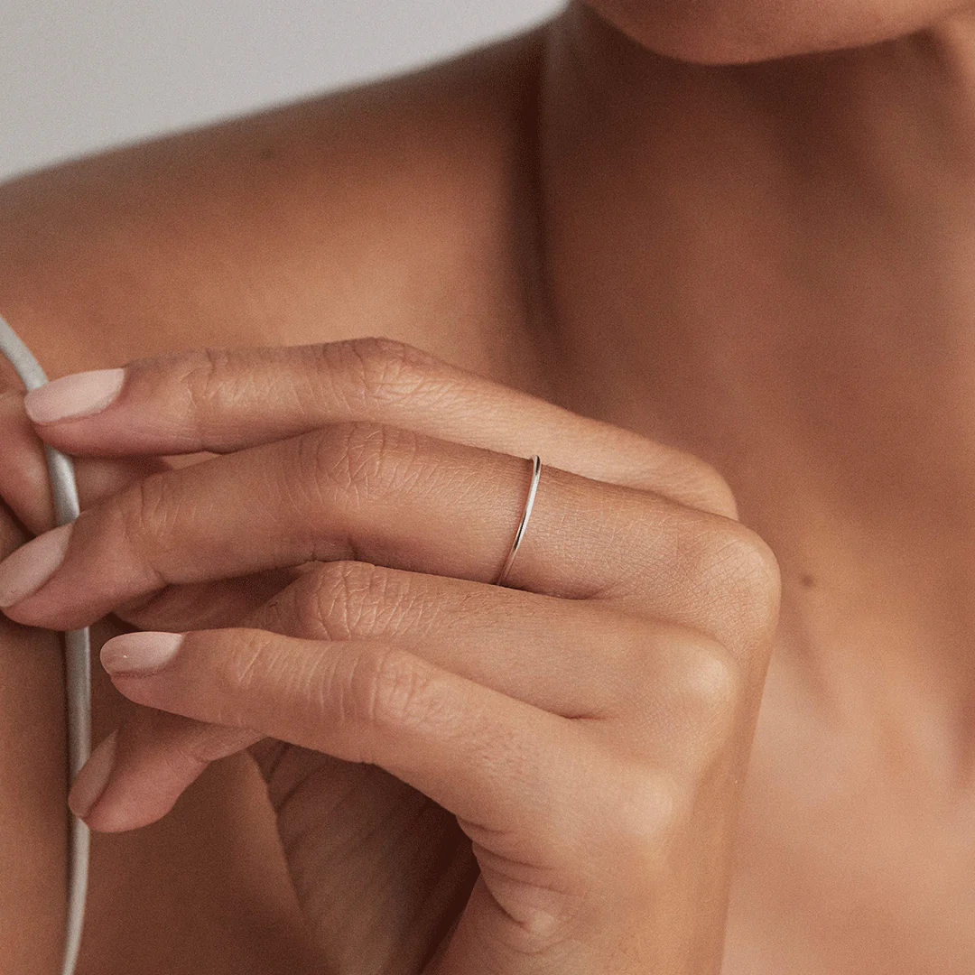 Silver Thin Plain Stacking Ring - Image 2