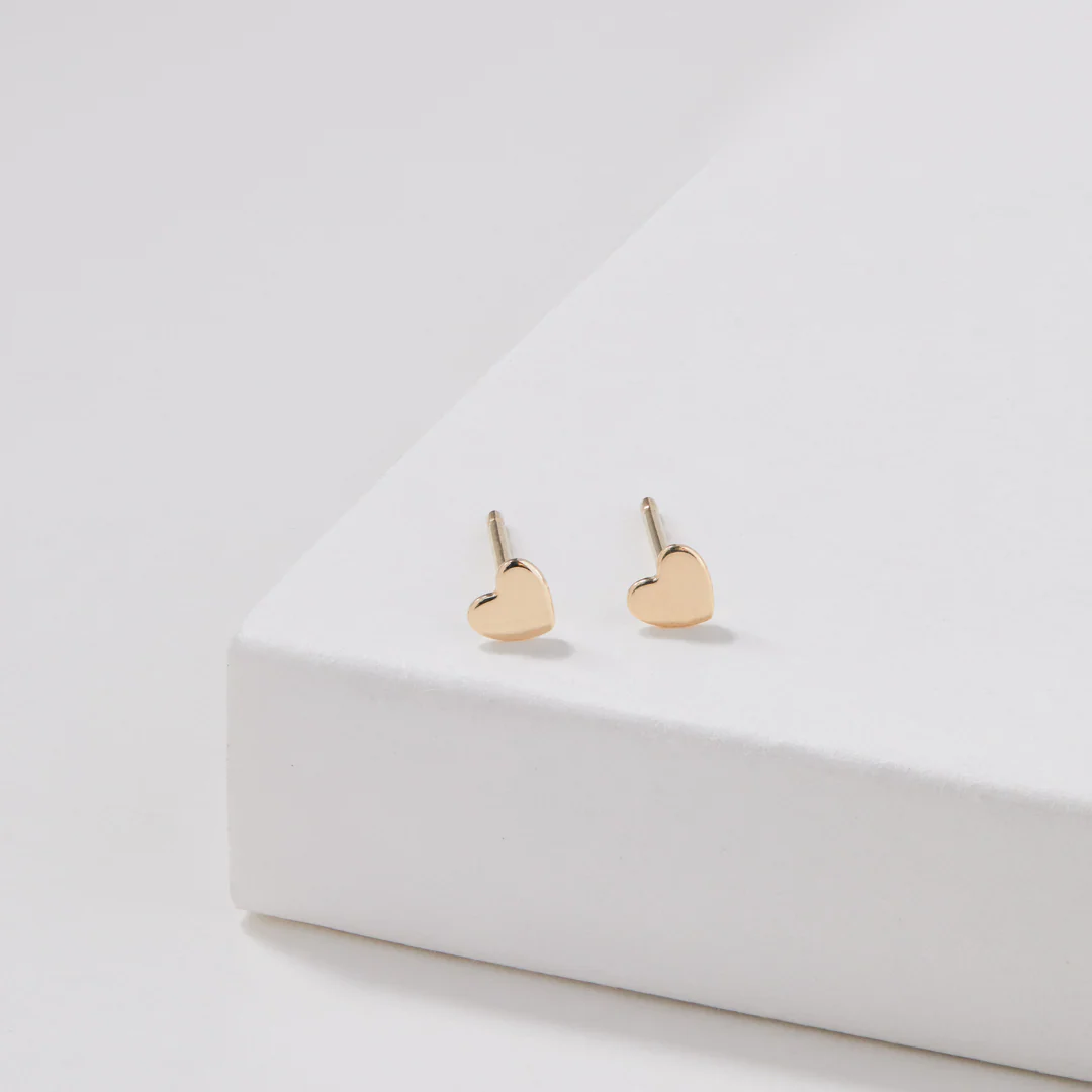 Silver Tiny Heart Stud Earrings - Image 7