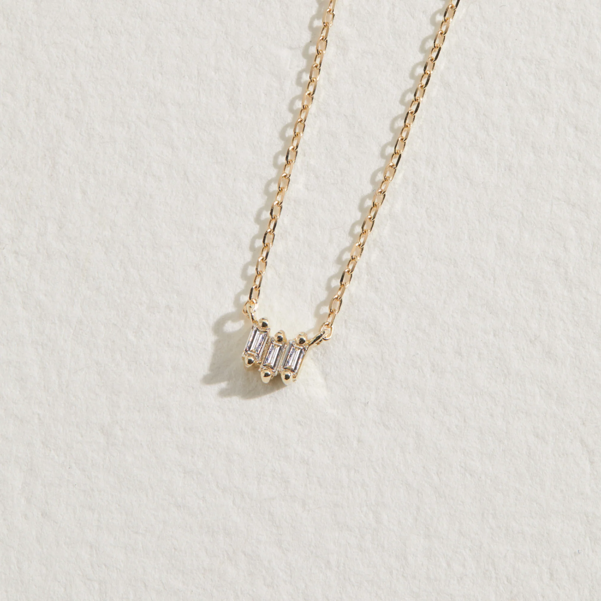 Silver Triple Baguette Diamond Necklace - Image 3