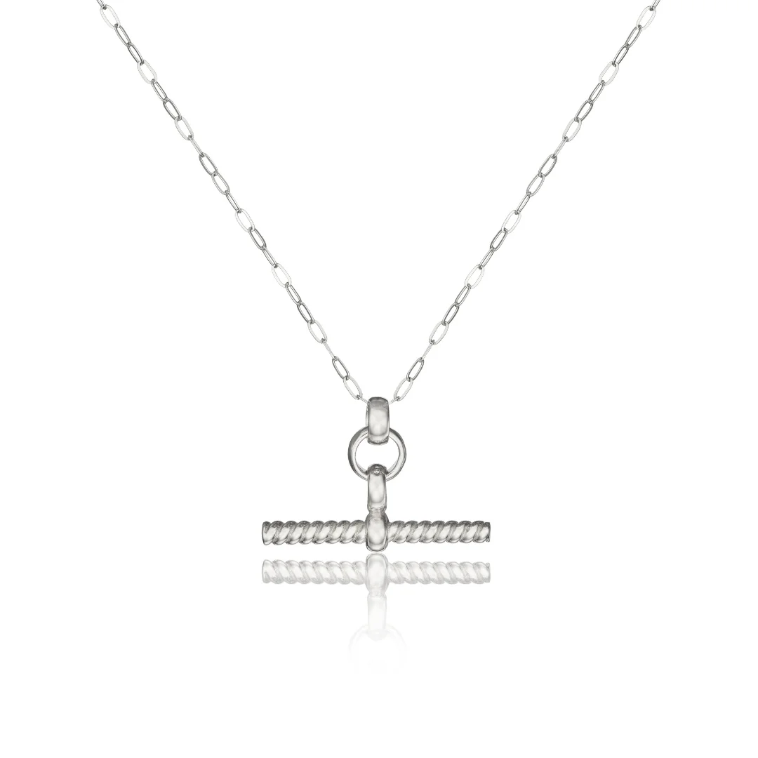 Silver Twisted T-Bar Necklace - Image 3