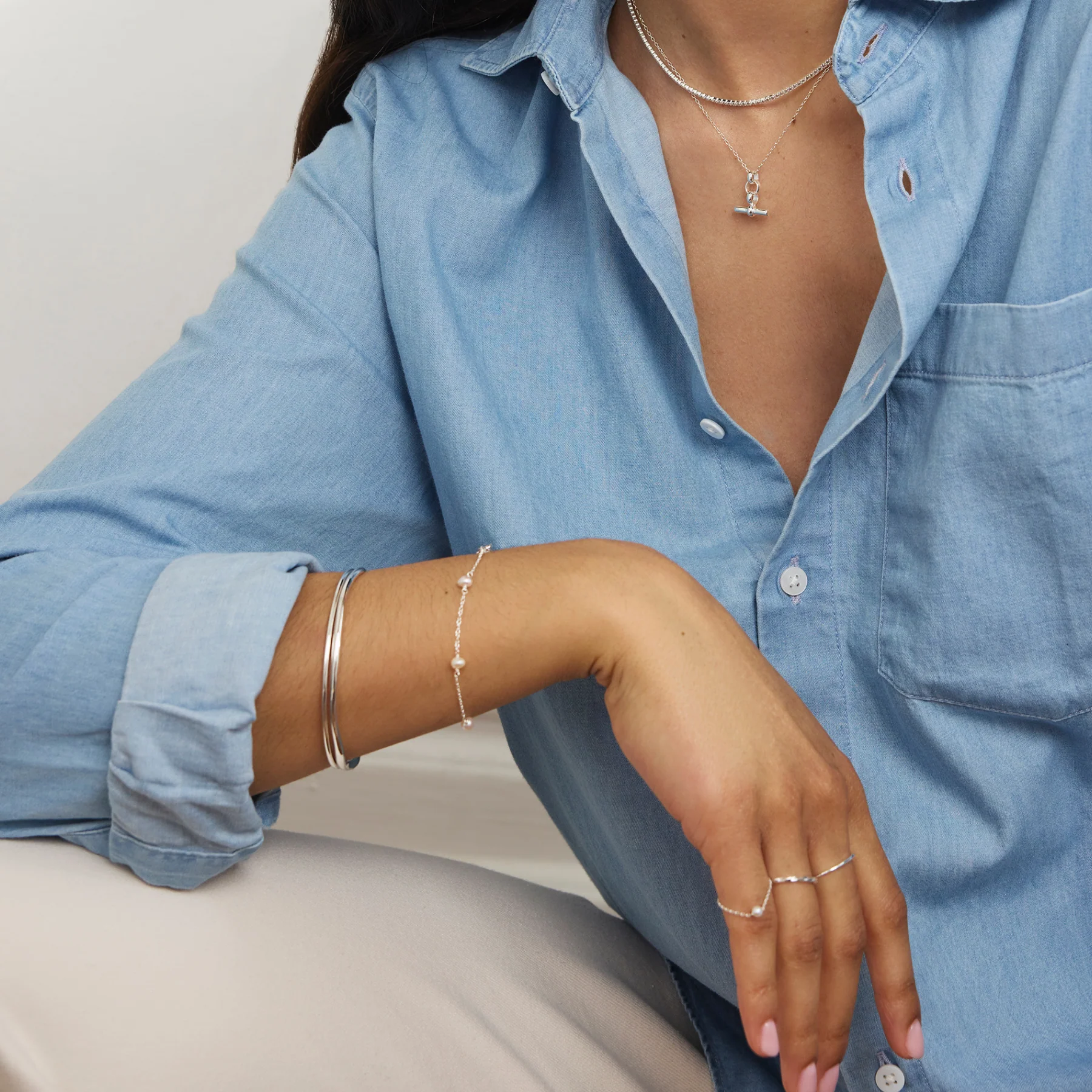 Silver Wave Bangle - Image 4