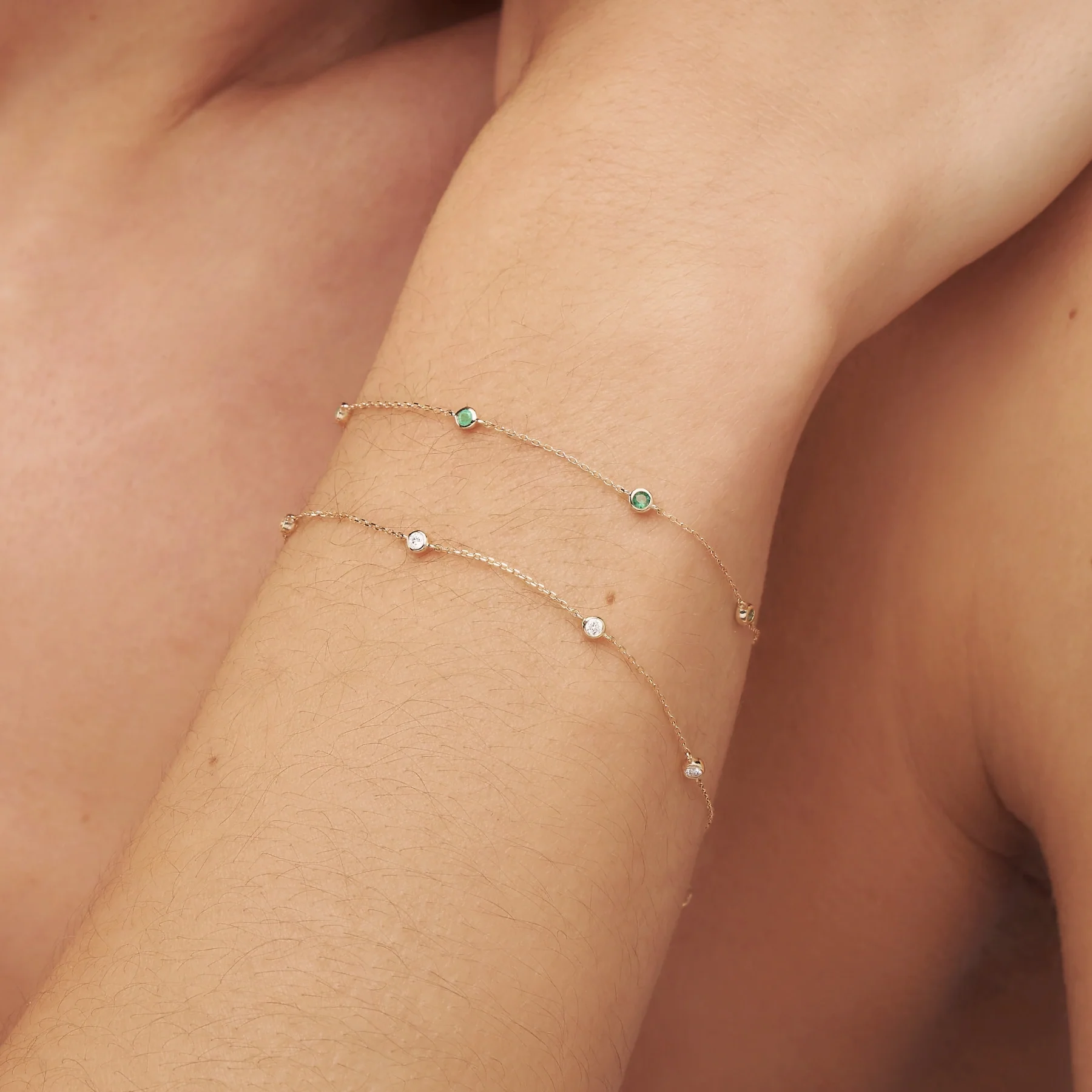 Solid Gold Five Stone Genuine Diamond Bracelet - Image 6