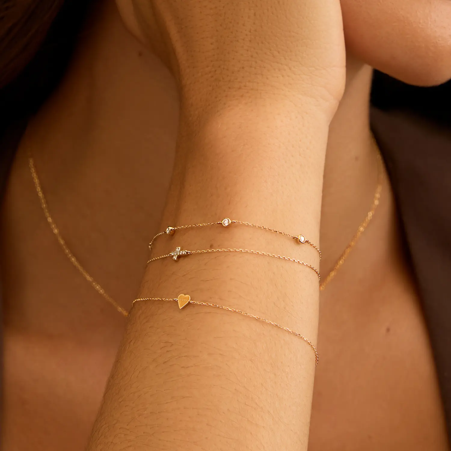 Solid Gold Five Stone Genuine Diamond Bracelet - Image 8