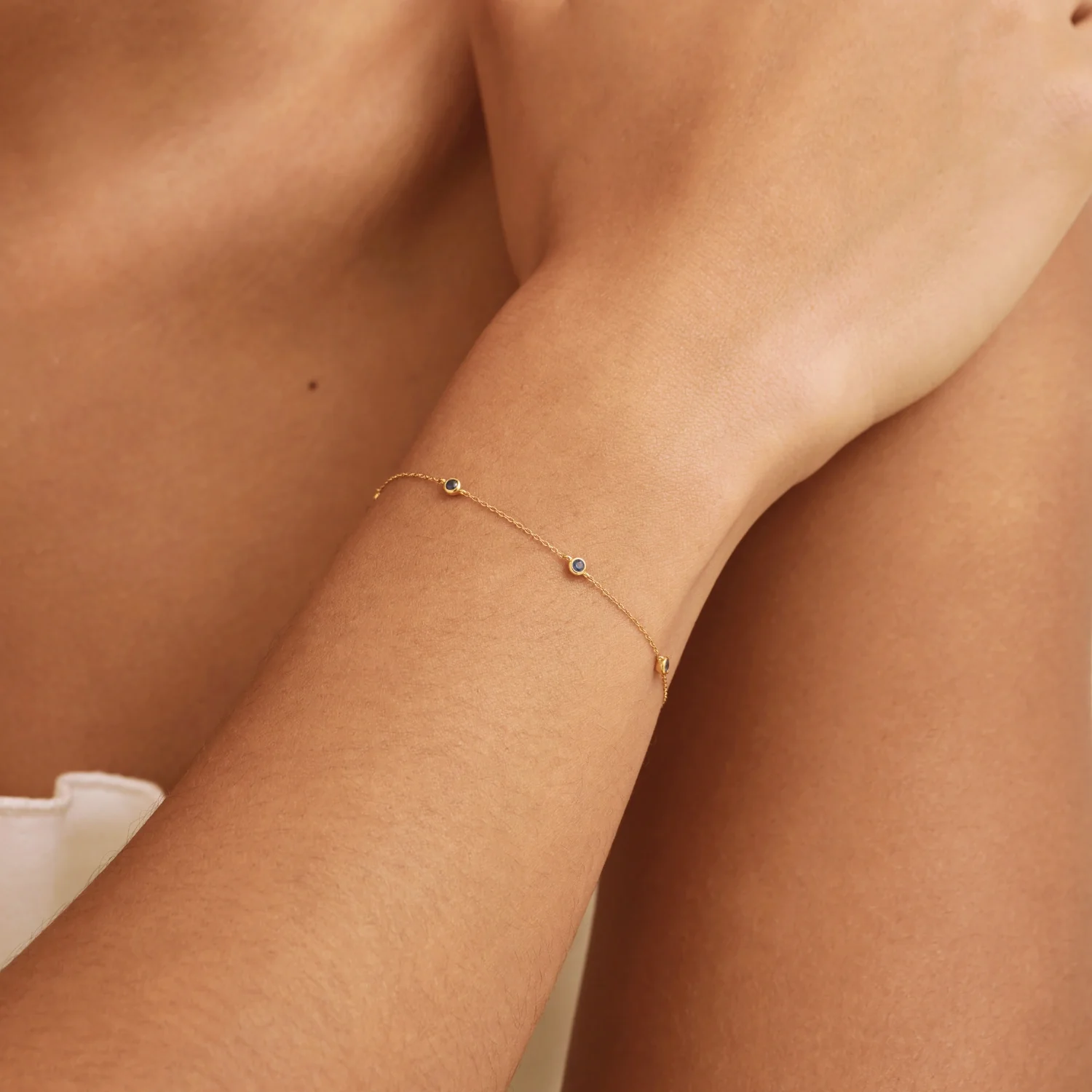 Solid Gold Five Stone Sapphire Bracelet - Image 2