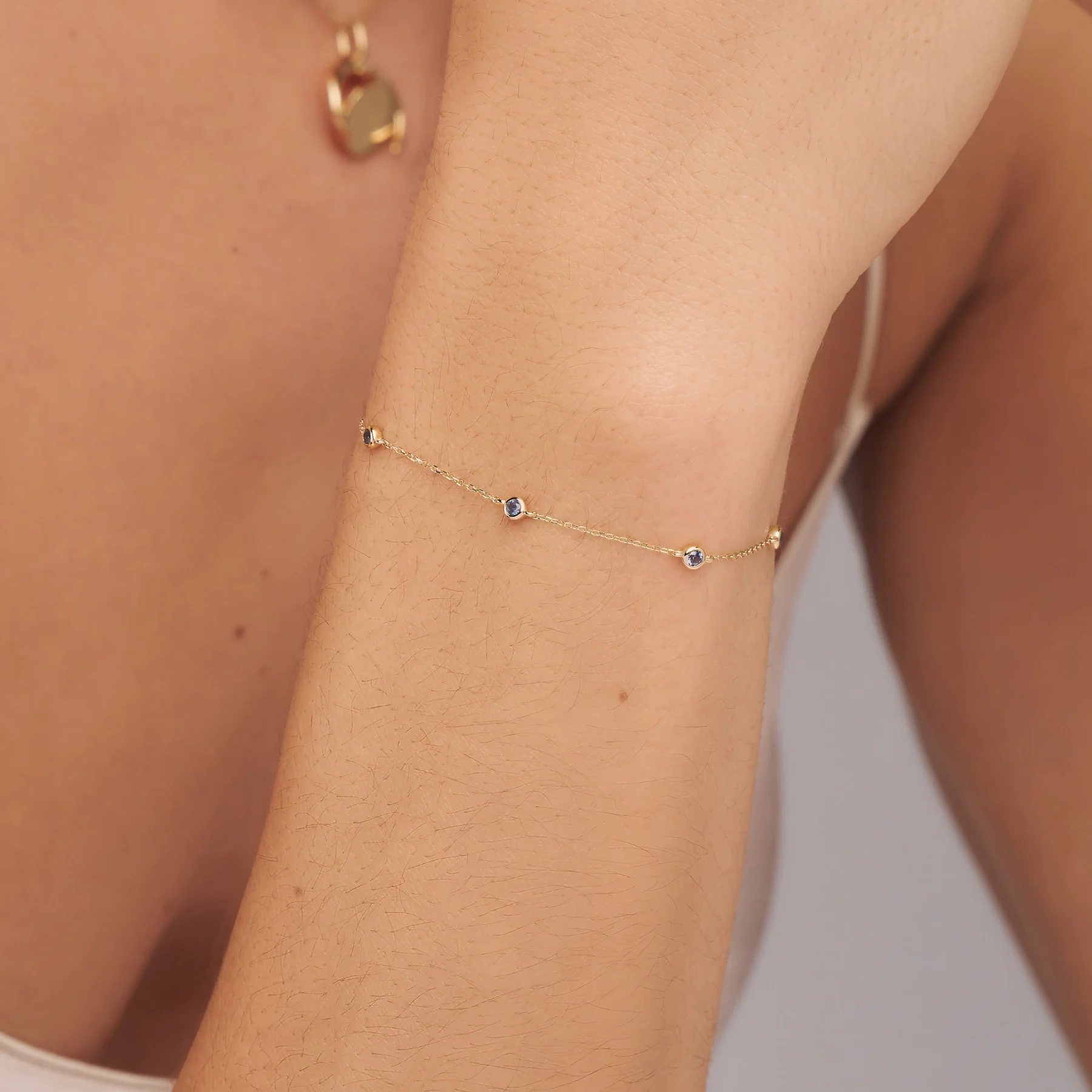 Solid Gold Five Stone Sapphire Bracelet - Image 3