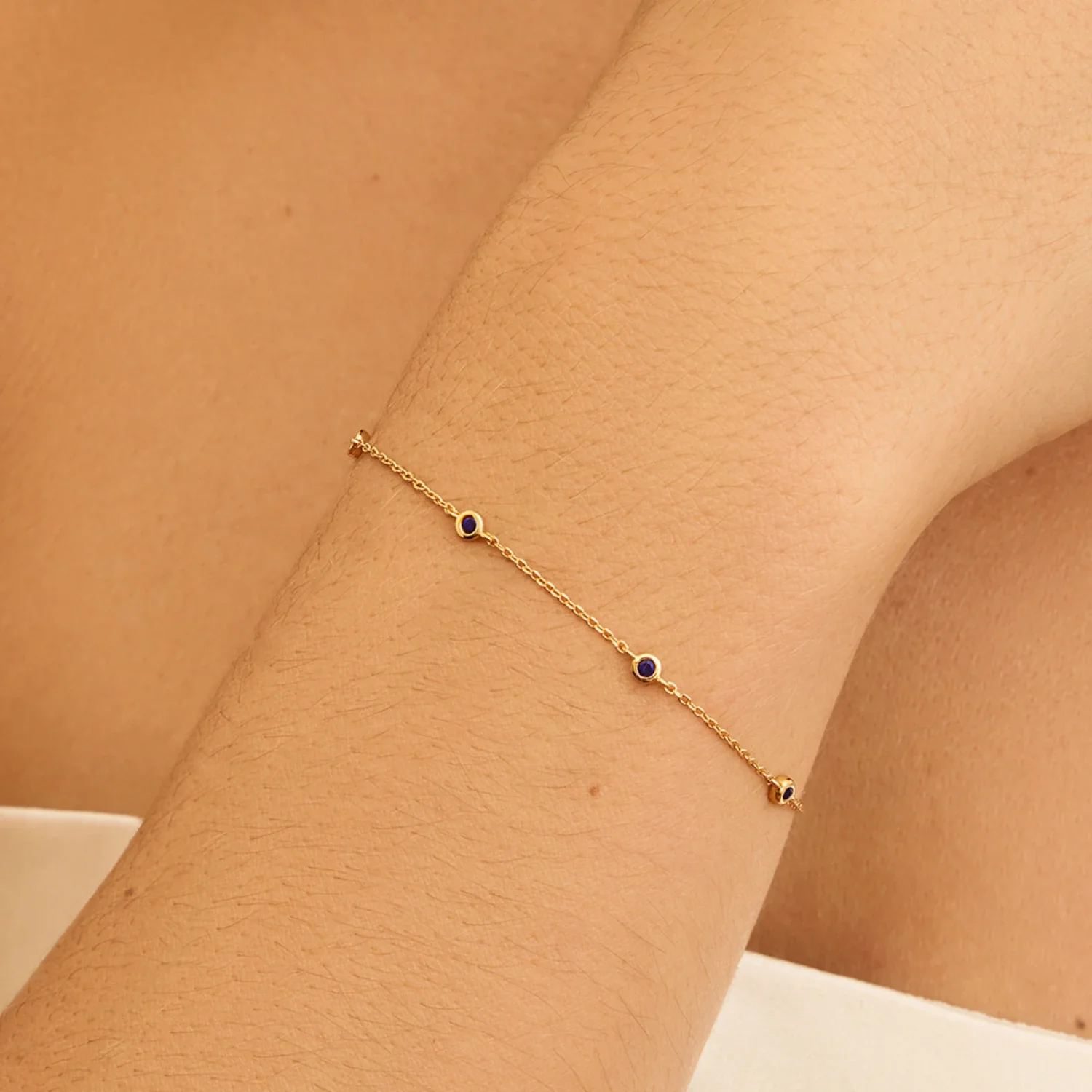 Silver Five Stone Sapphire Bracelet - Image 3