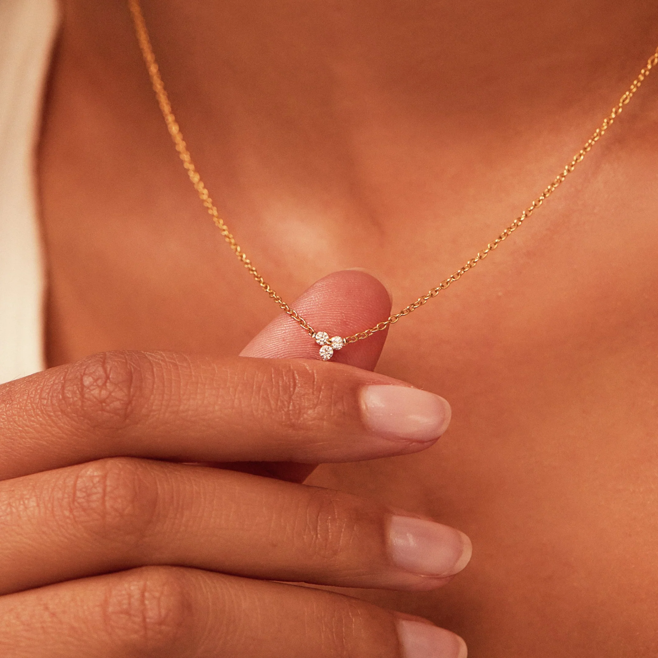 Solid Gold Floating Diamond Cluster Necklace - Image 3