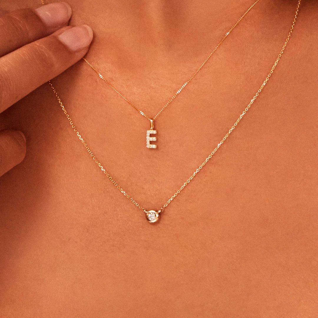 Solid Gold Floating Diamond Necklace - Image 11