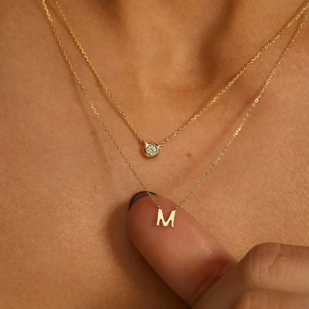 Solid Gold Floating Diamond Necklace - Image 3
