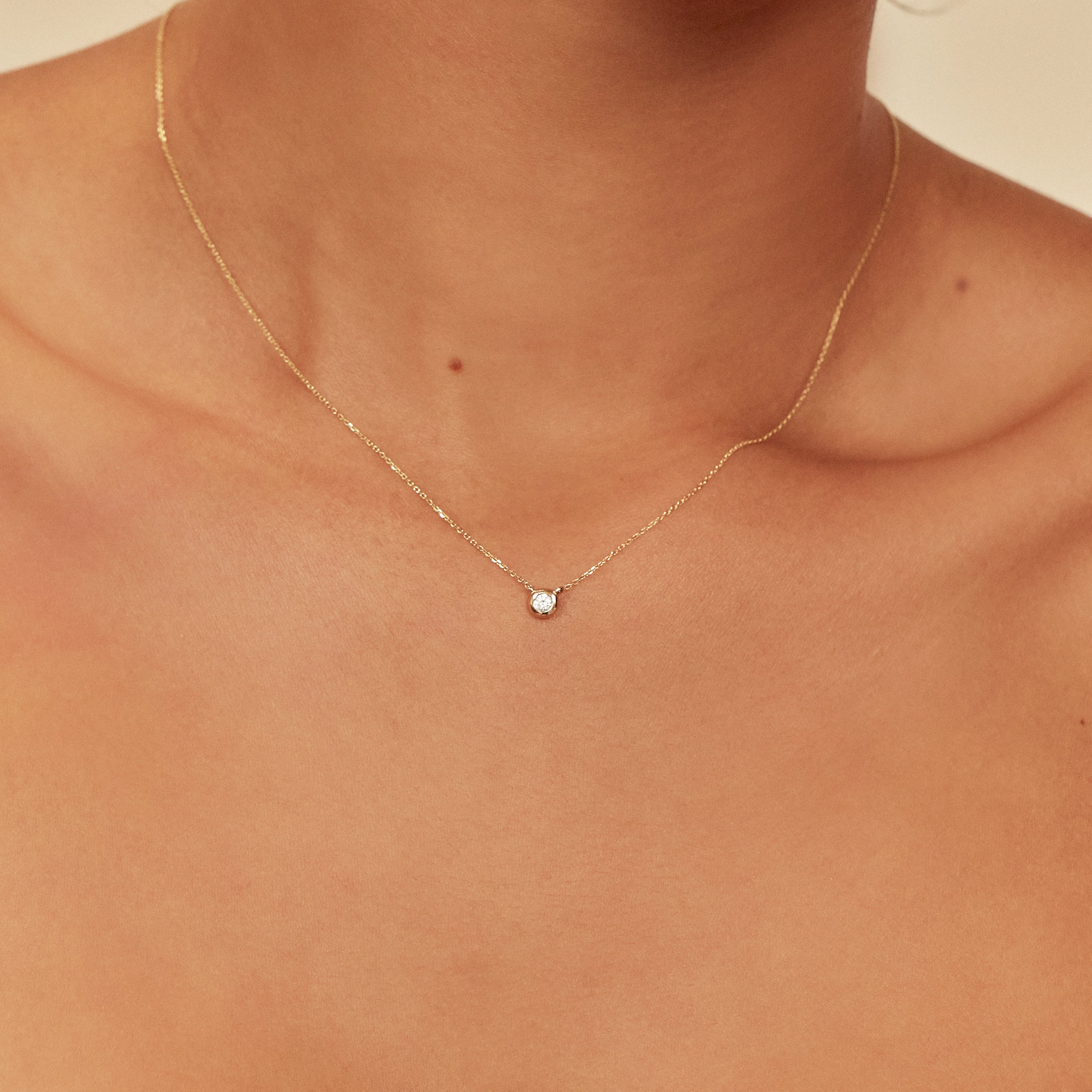 Solid Gold Floating Diamond Necklace - Image 4