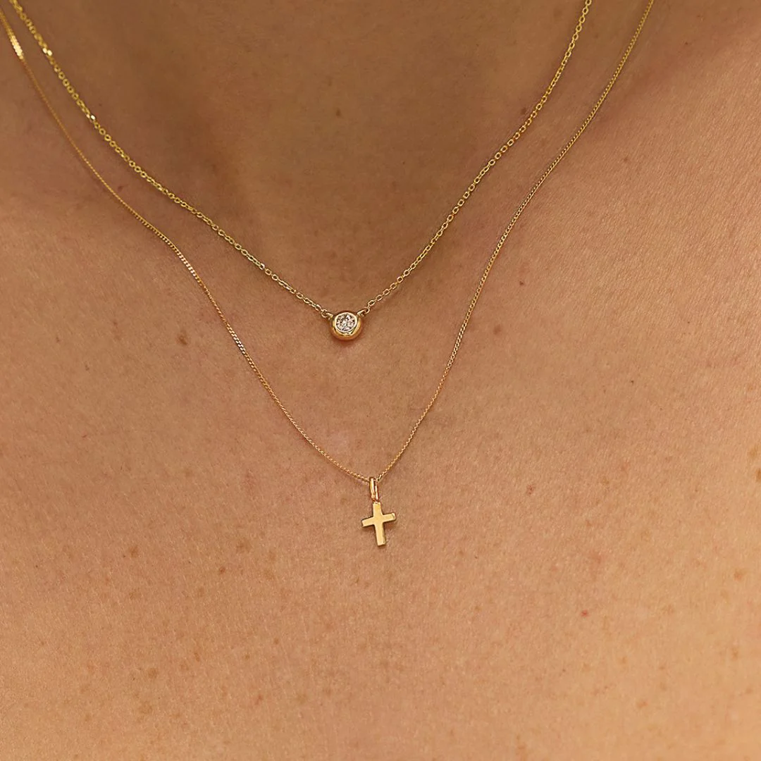 Solid Gold Floating Diamond Necklace - Image 5