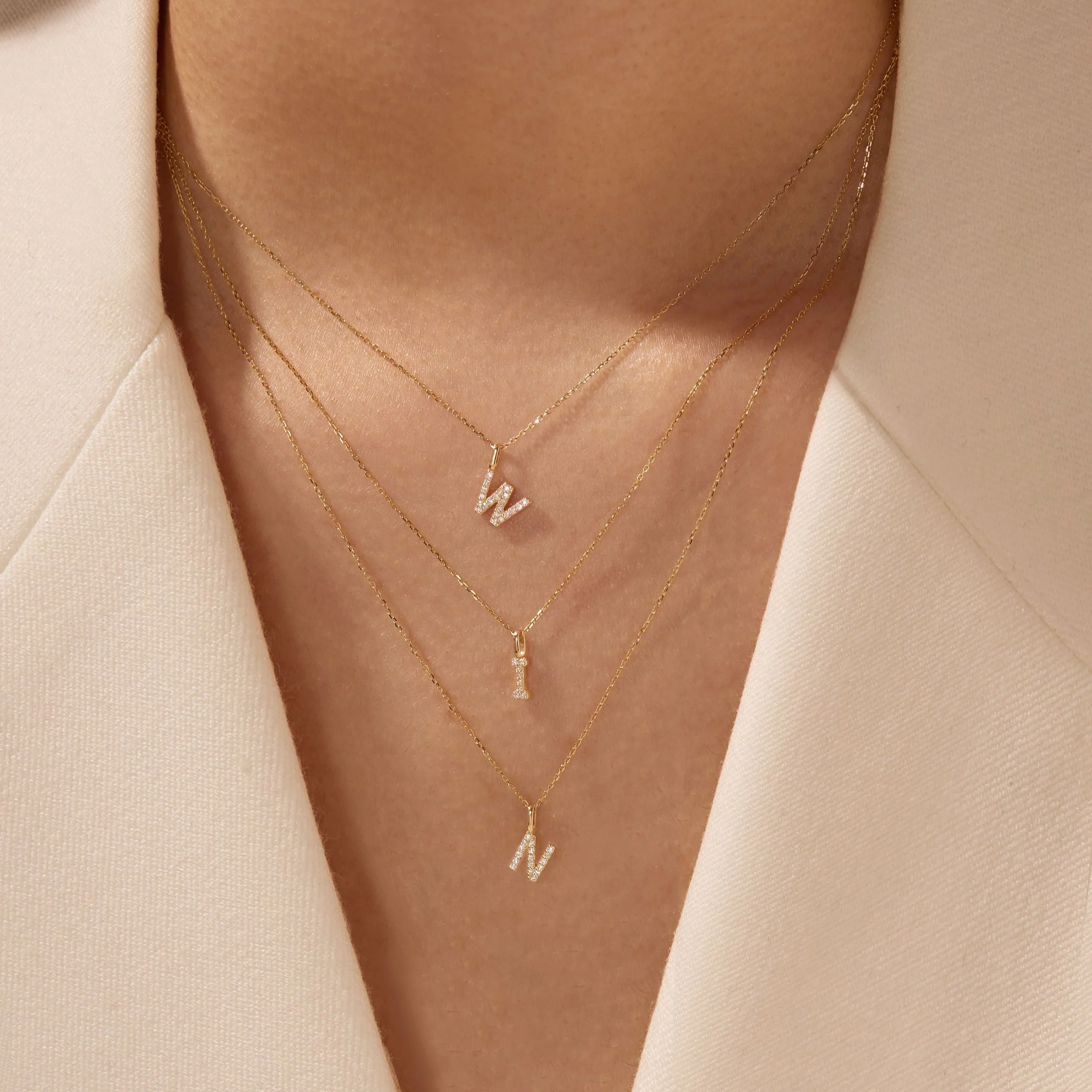 Solid Gold Genuine Diamond Individual Initial Charm - Image 3