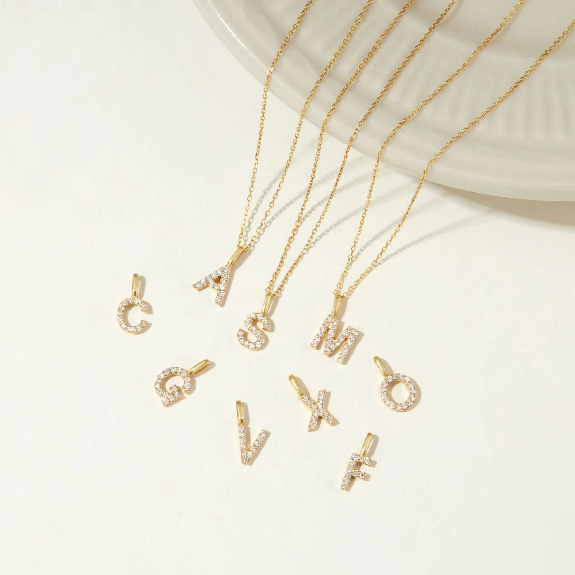 Solid Gold Genuine Diamond Individual Initial Charm - Image 6