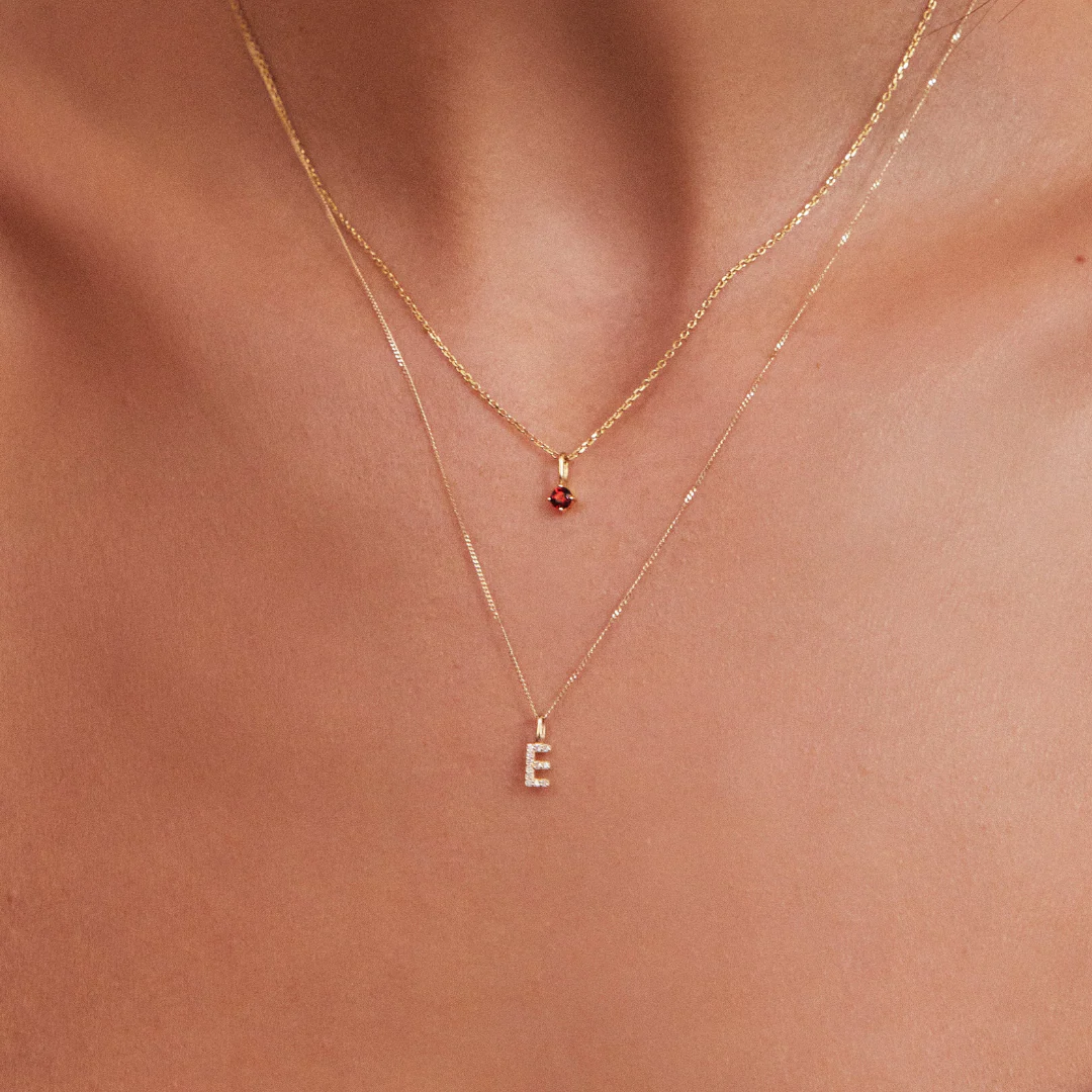 Solid Gold Genuine Diamond Initial Letter Necklace - Image 7