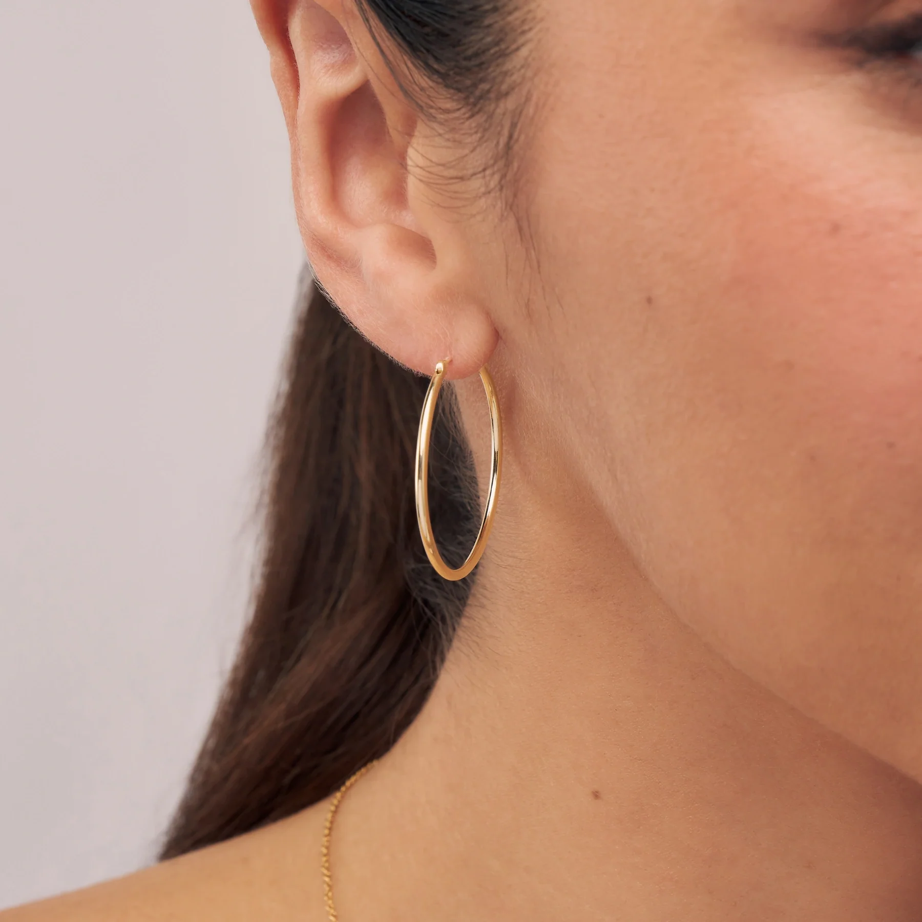 Solid Gold Large Hoop Earrings - Image 2