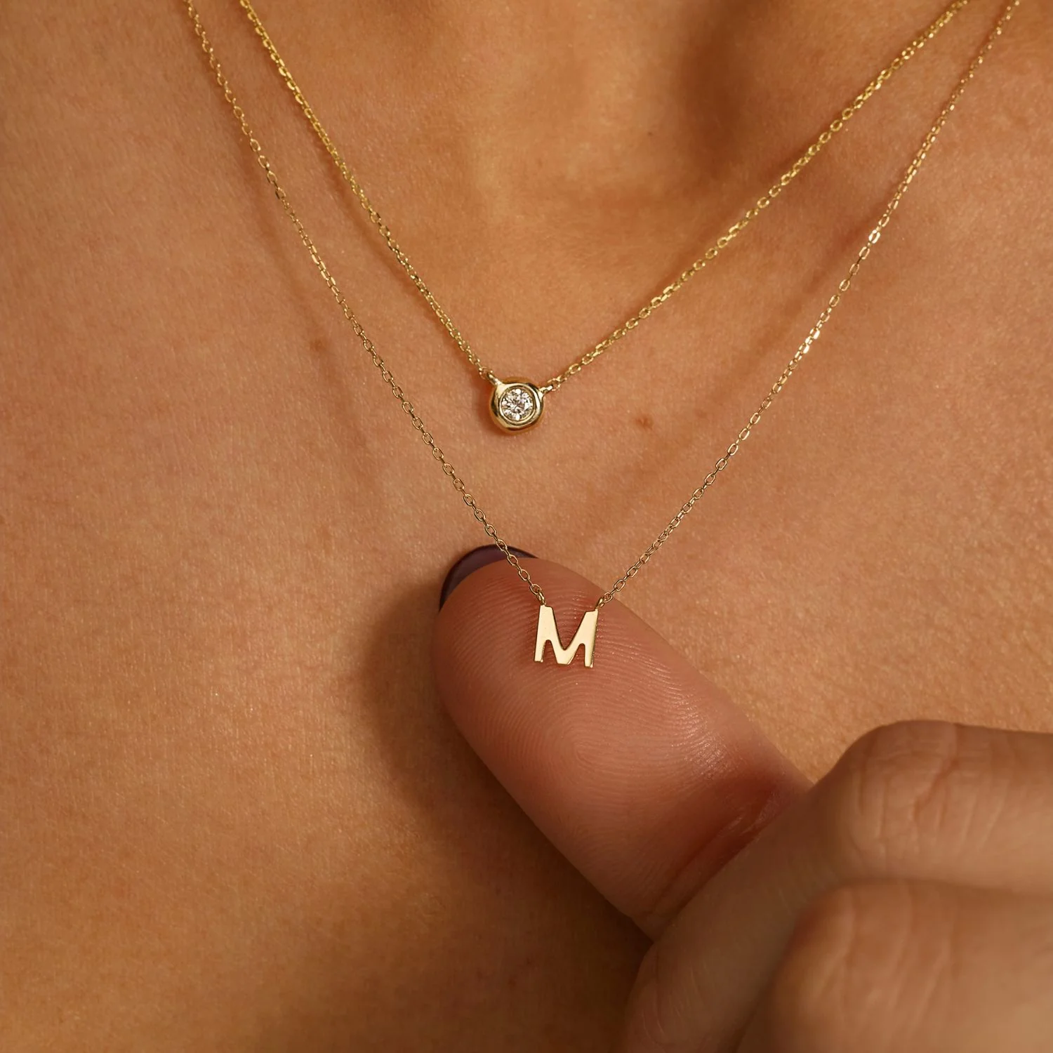 Solid Gold Miniature Initial Letter Necklace - Image 3