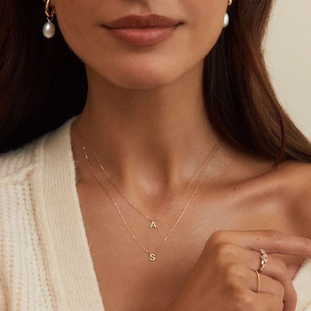 Solid Gold Miniature Initial Letter Necklace - Image 6
