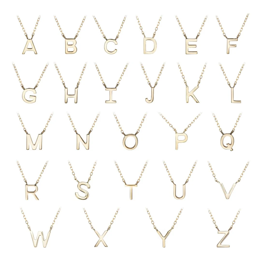 Solid Gold Miniature Initial Letter Necklace - Image 9