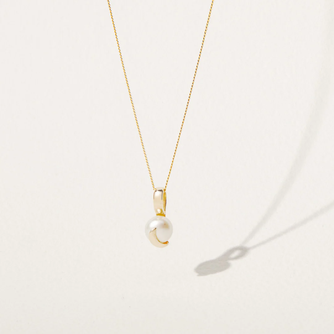 Solid Gold Pearl Necklace - Image 3